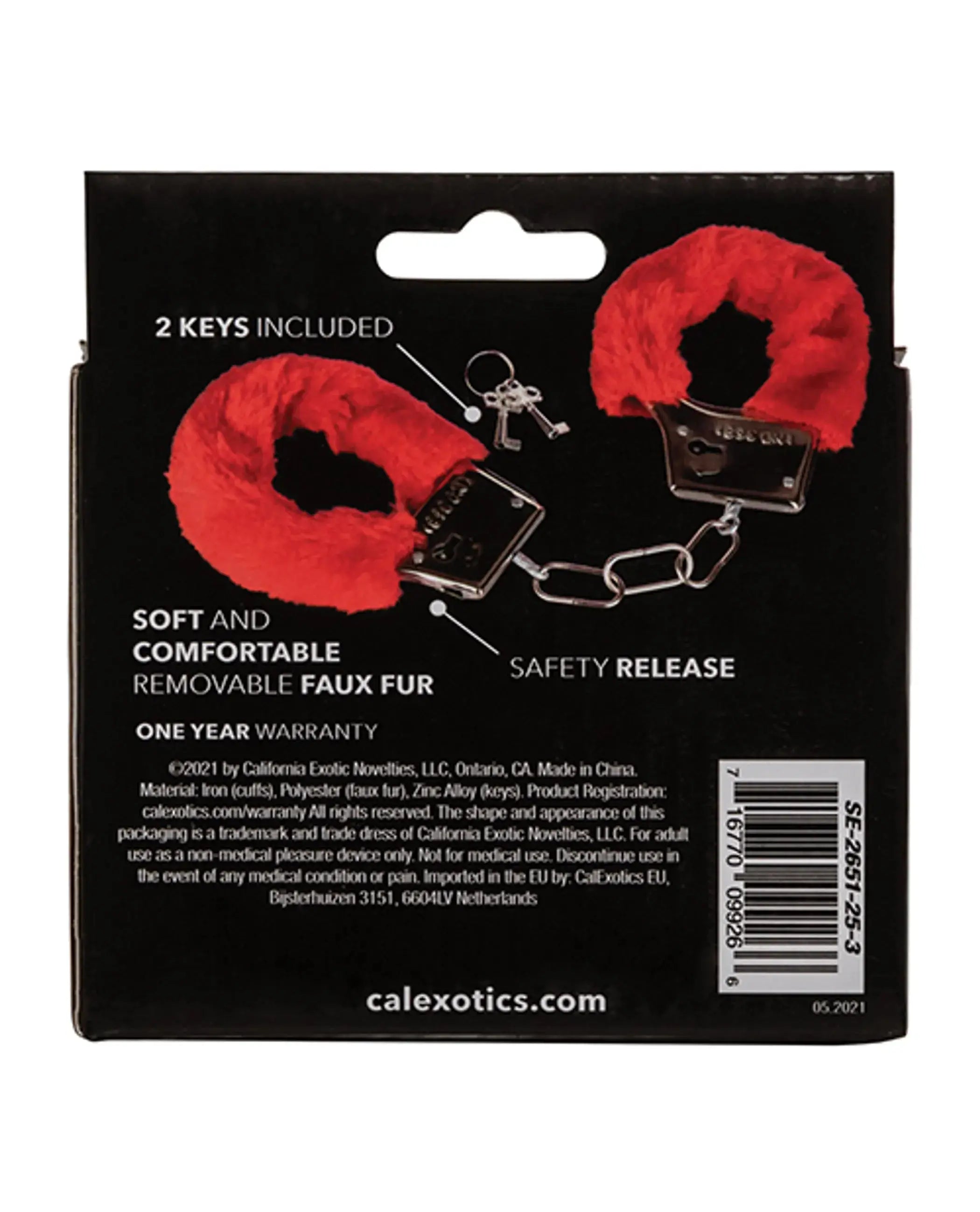 Playful Furry Cuffs Red California Exotic Novelties