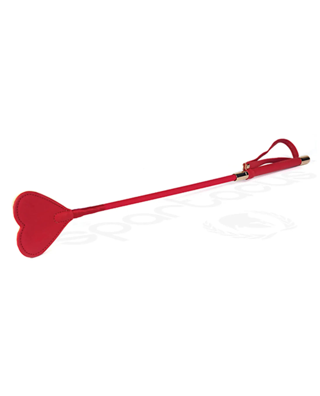 Plush Lined Red PU Heart Shape Tip Riding Crop Spartacus