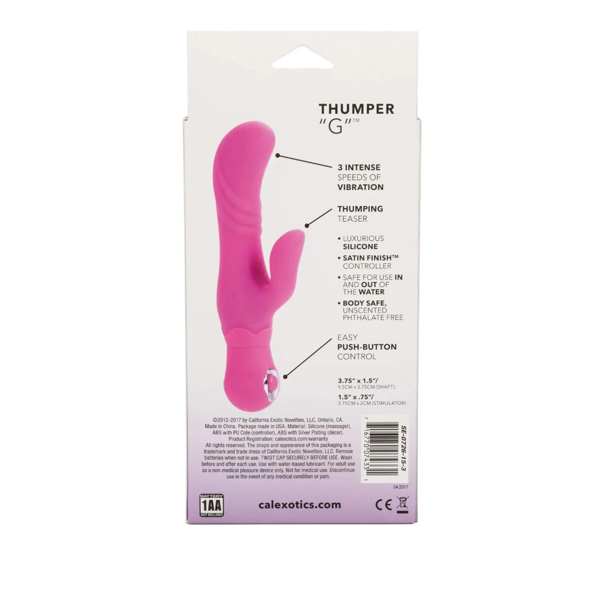 Posh Silicone Thump G Pink California Exotic Novelties