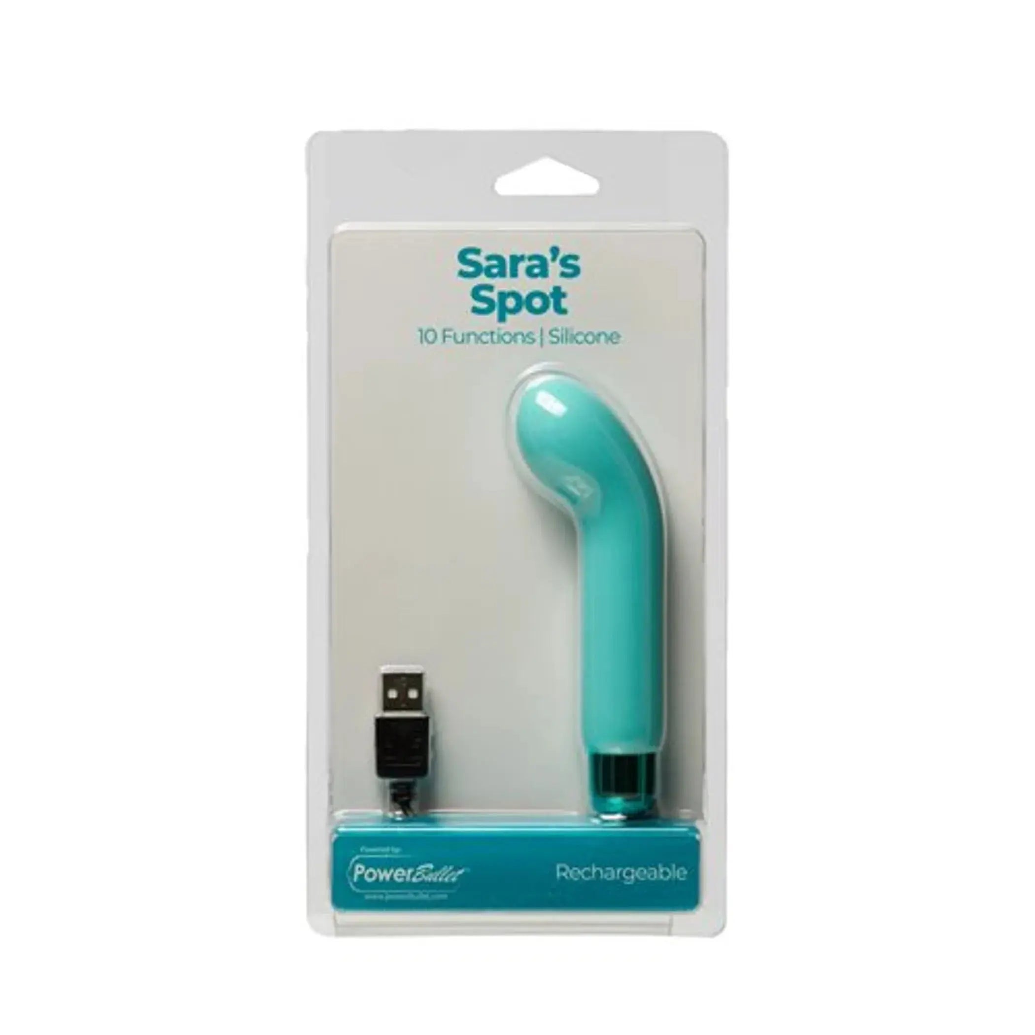 Powerbullet Sara's Spot 4in 10 Function Bullet Vibrator Teal BMS Enterprises
