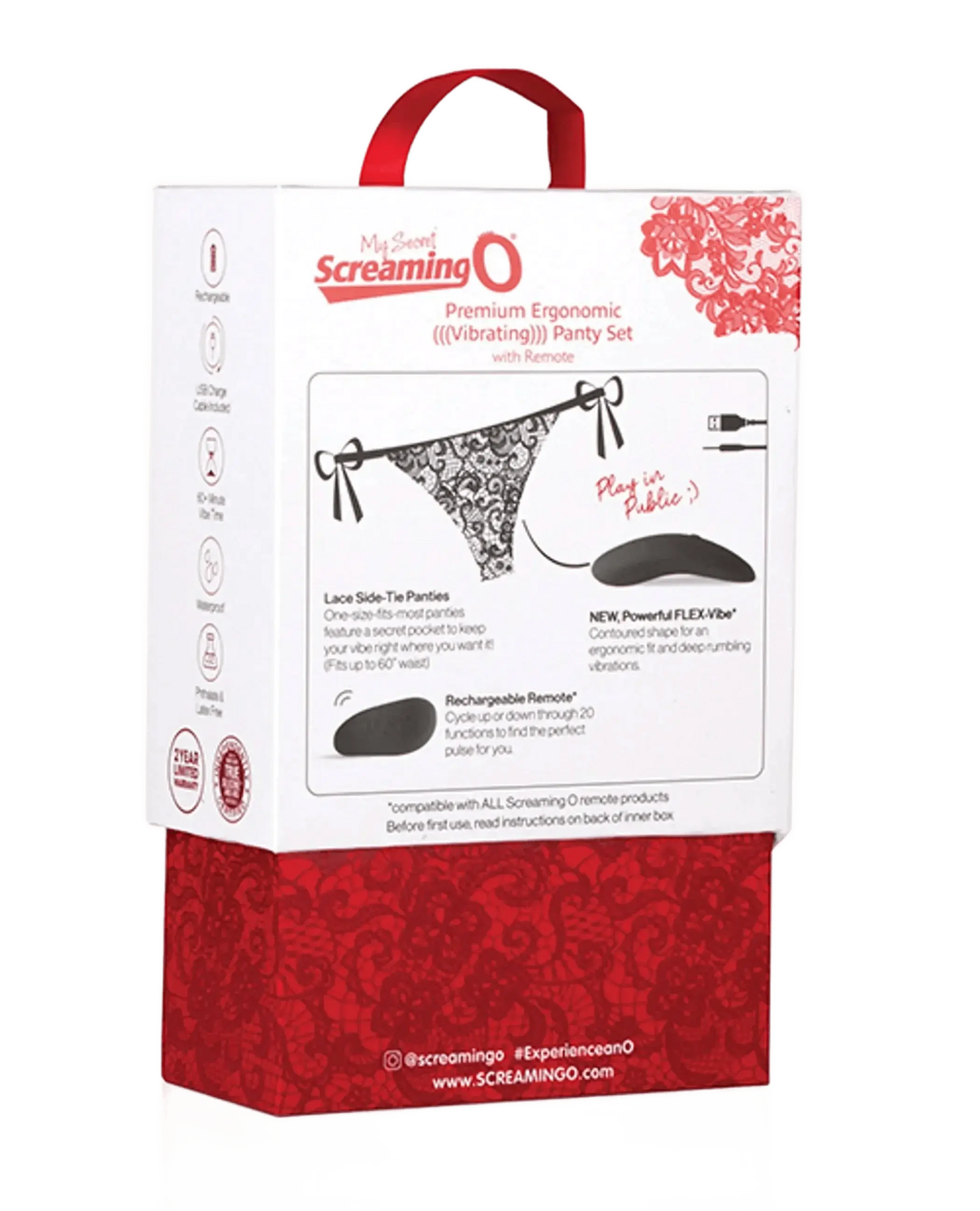 PREMIUM ERGONOMIC VIBRATING PANTY SET W/ REMOTE Screaming O