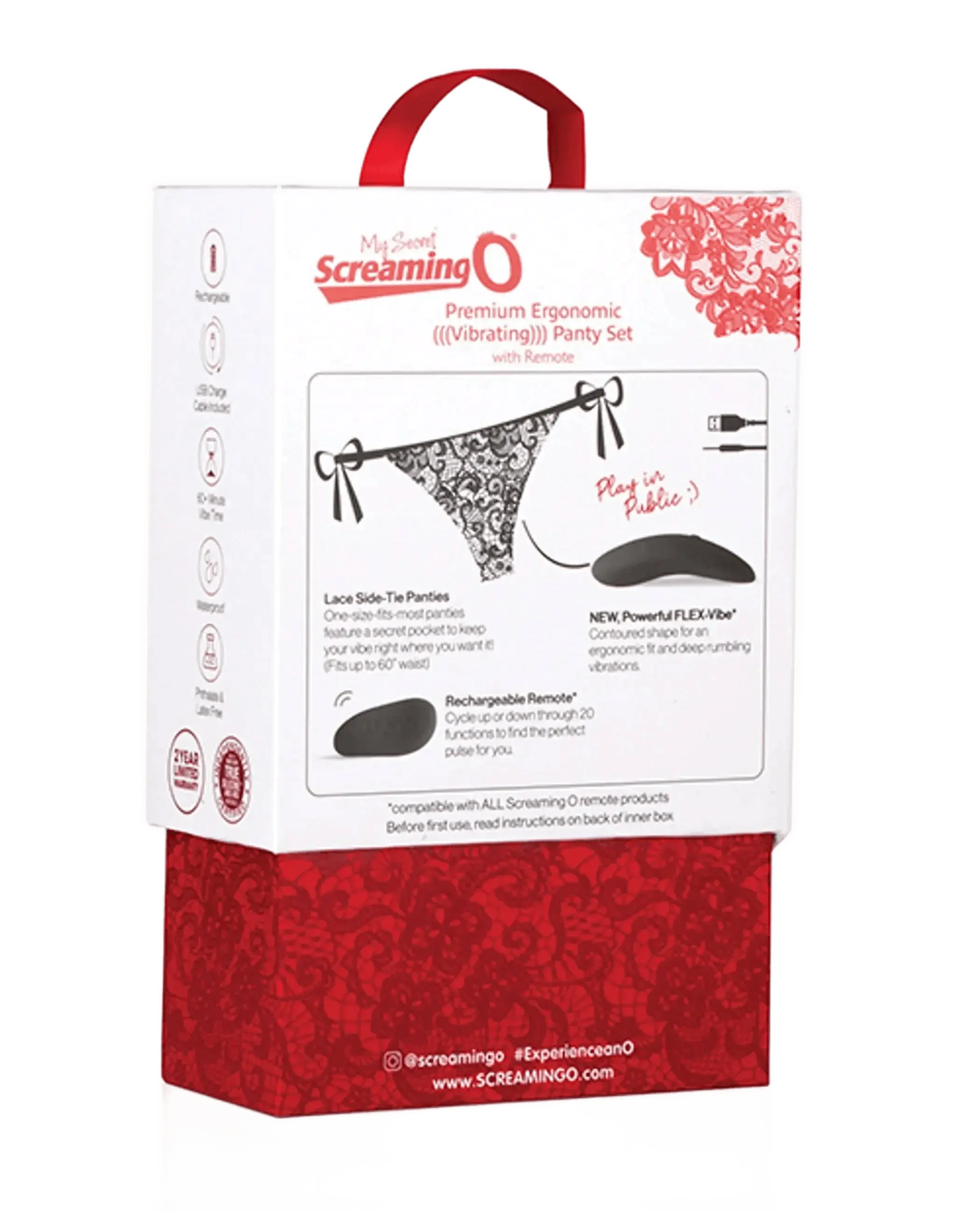 PREMIUM ERGONOMIC VIBRATING PANTY SET W/ REMOTE Screaming O
