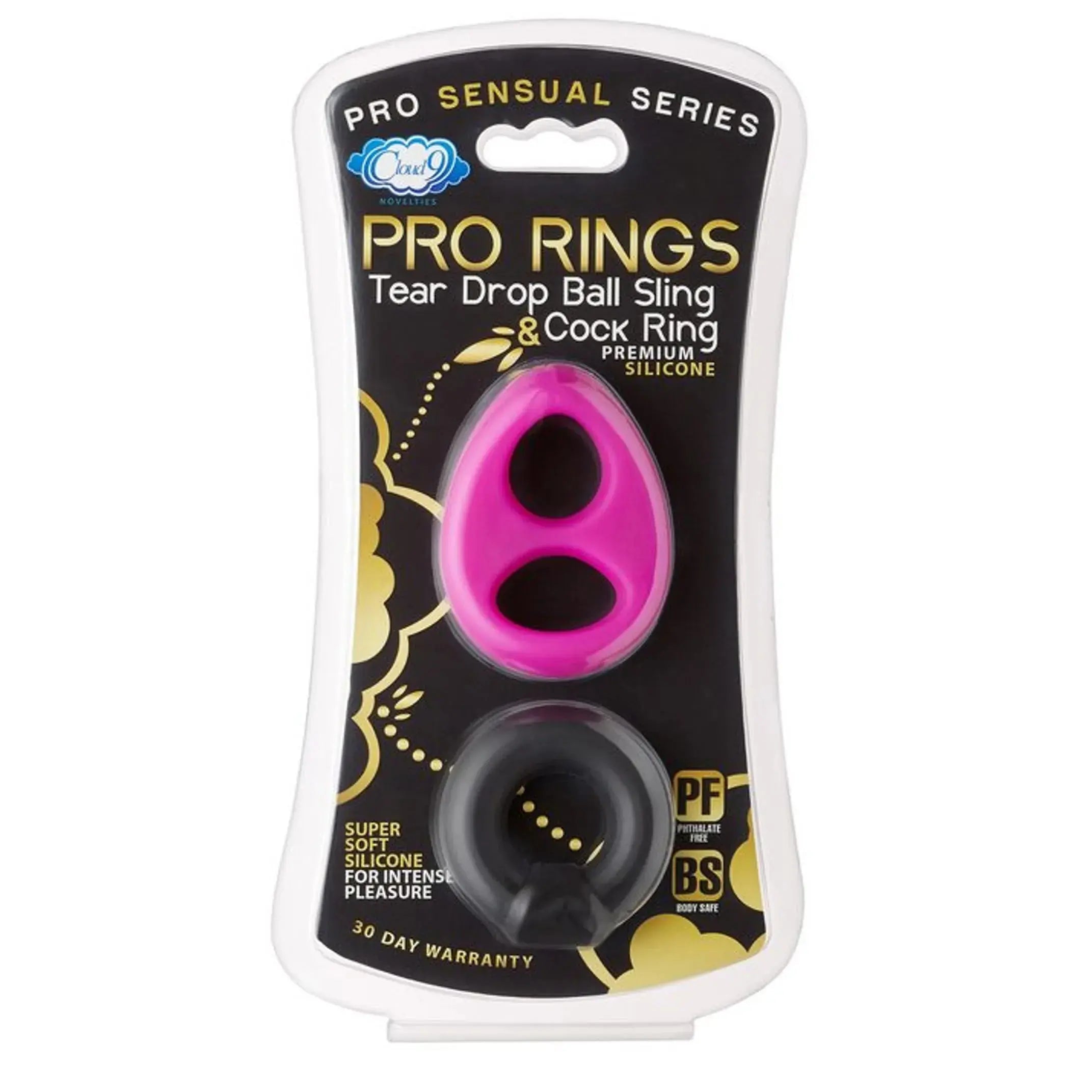 Pro Sensual Silicone Tear Drop Ring and Donut Sling 2-Pack Cloud 9 Novelties