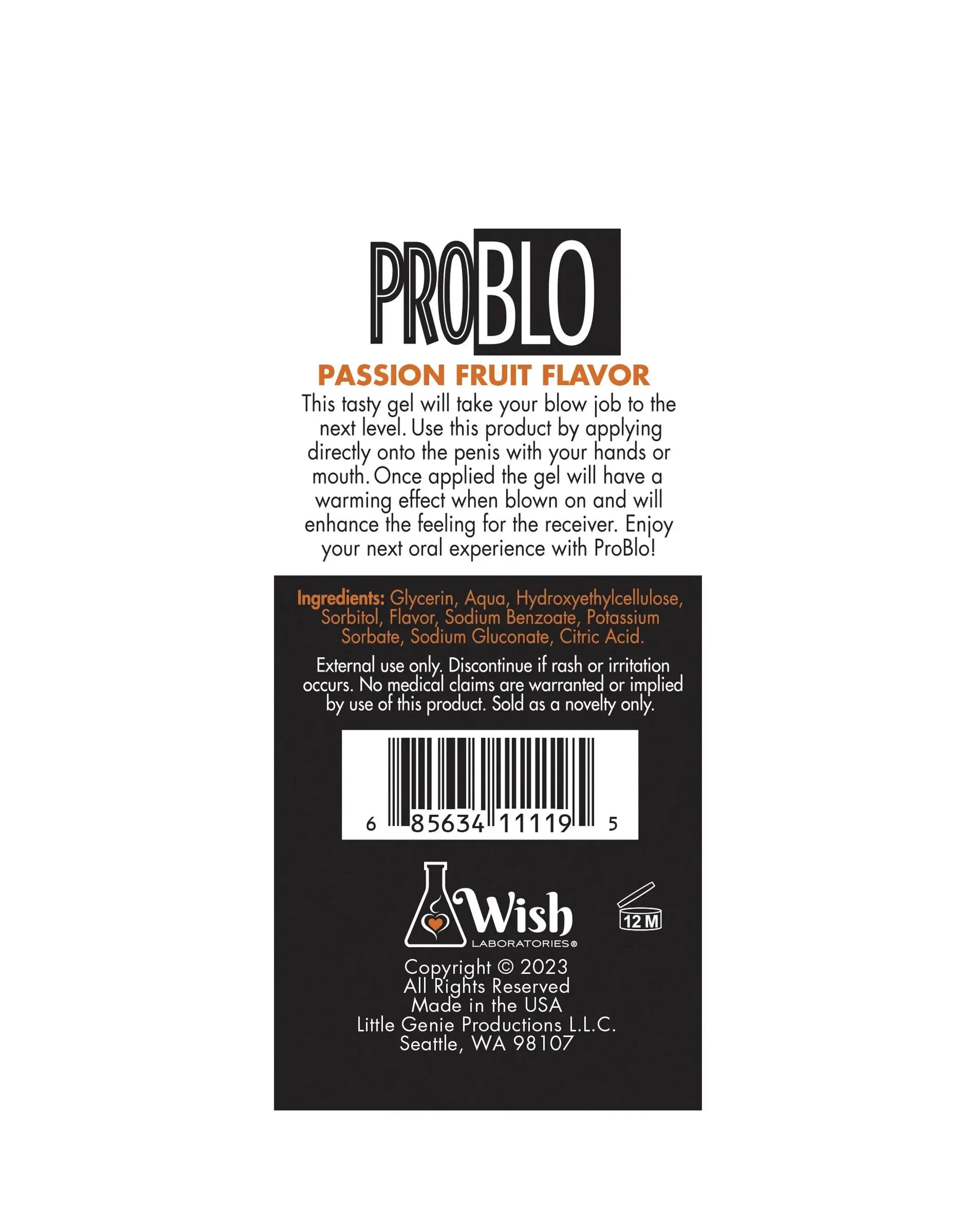 ProBlo Oral Pleasure Gel Passion Fruit 1.5 oz Little Genie