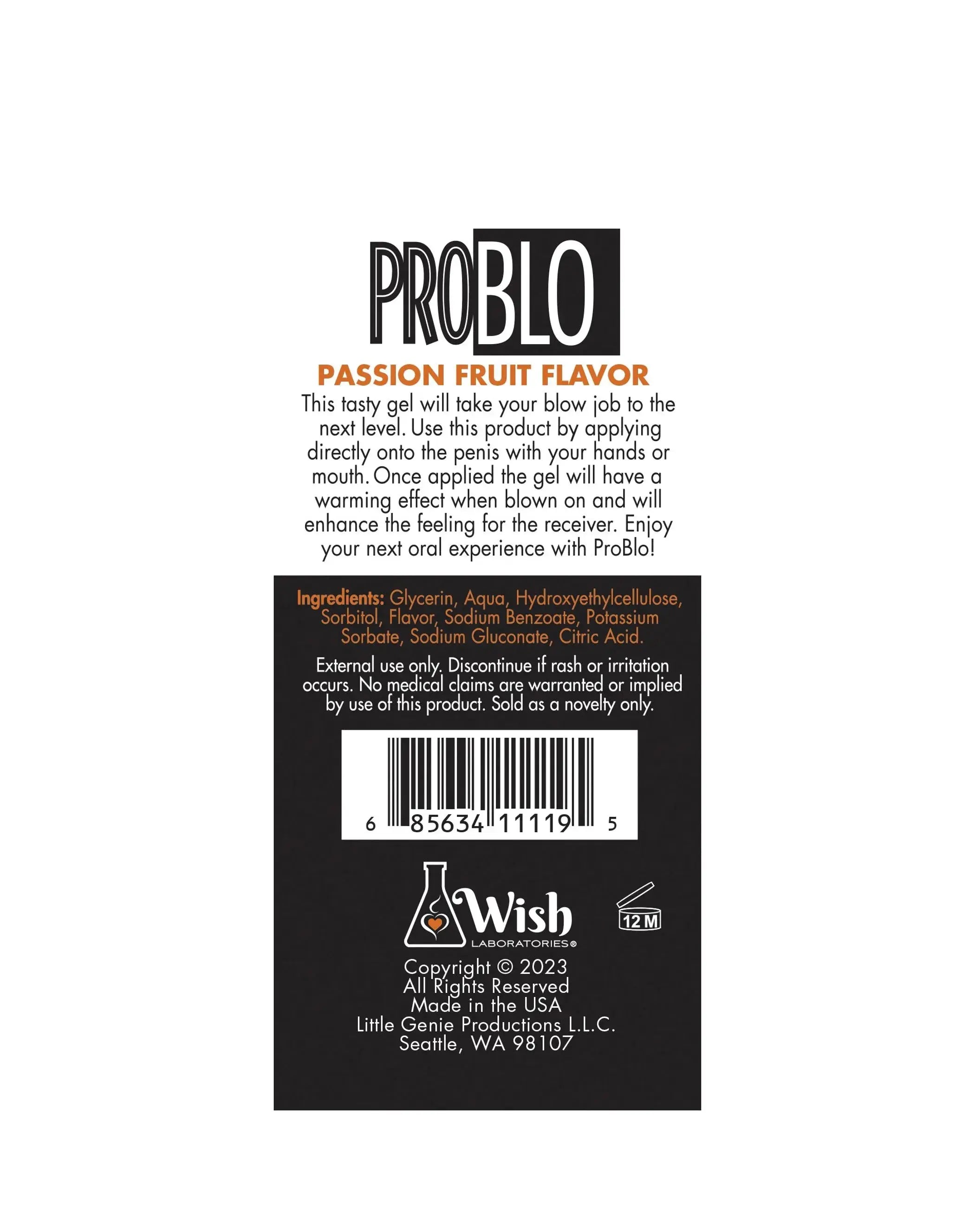 ProBlo Oral Pleasure Gel Passion Fruit 1.5 oz Little Genie