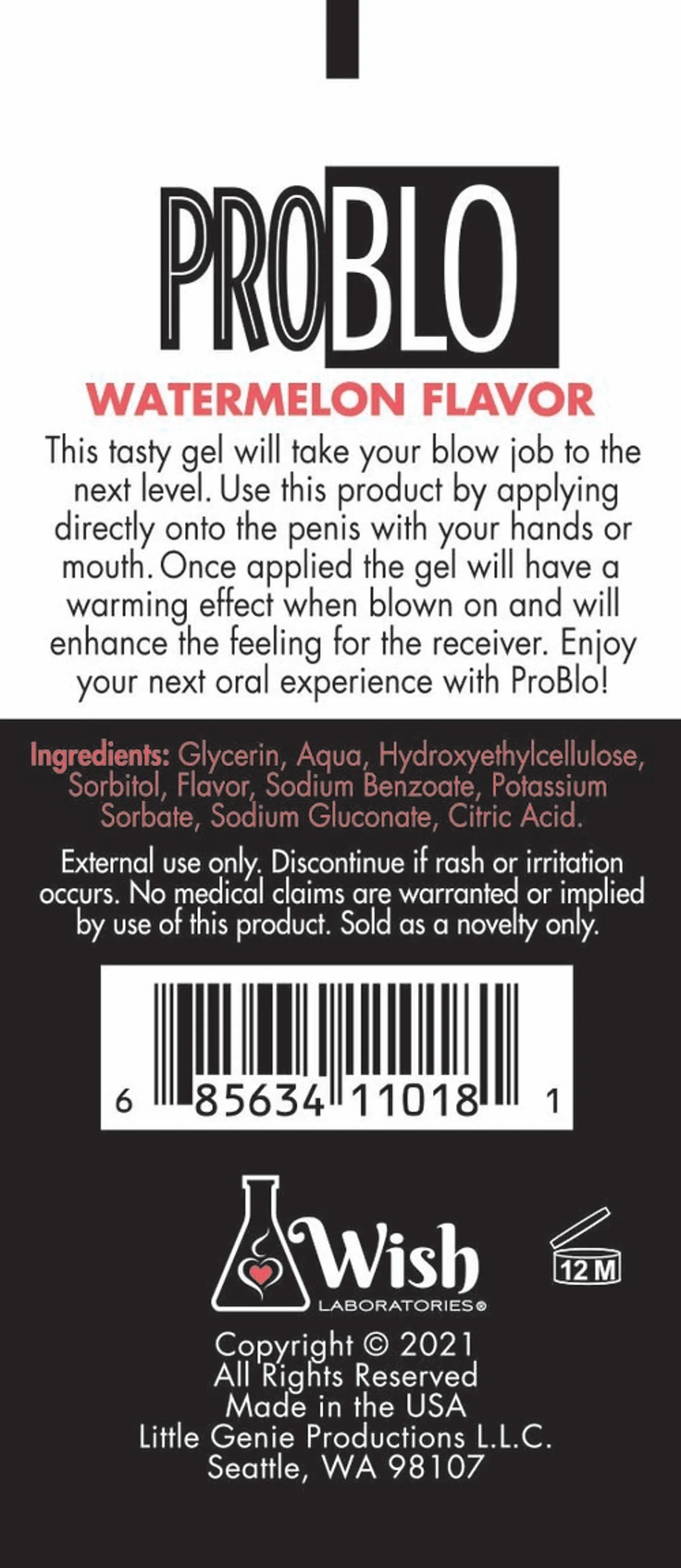 ProBlo Oral Pleasure Gel Watermelon 1.5 oz Little Genie
