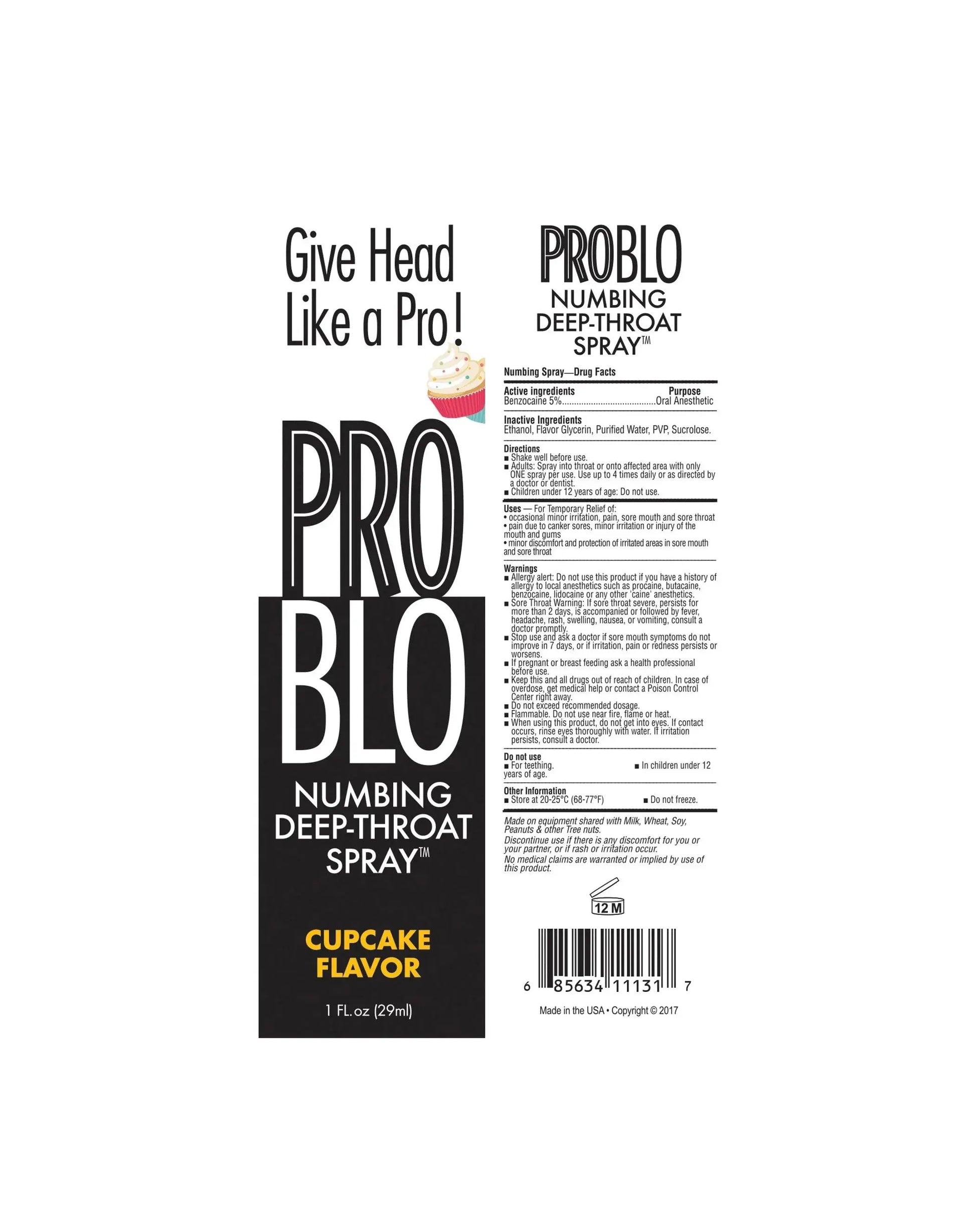 Problo Deep Throat Spray Cupcake 1oz Little Genie