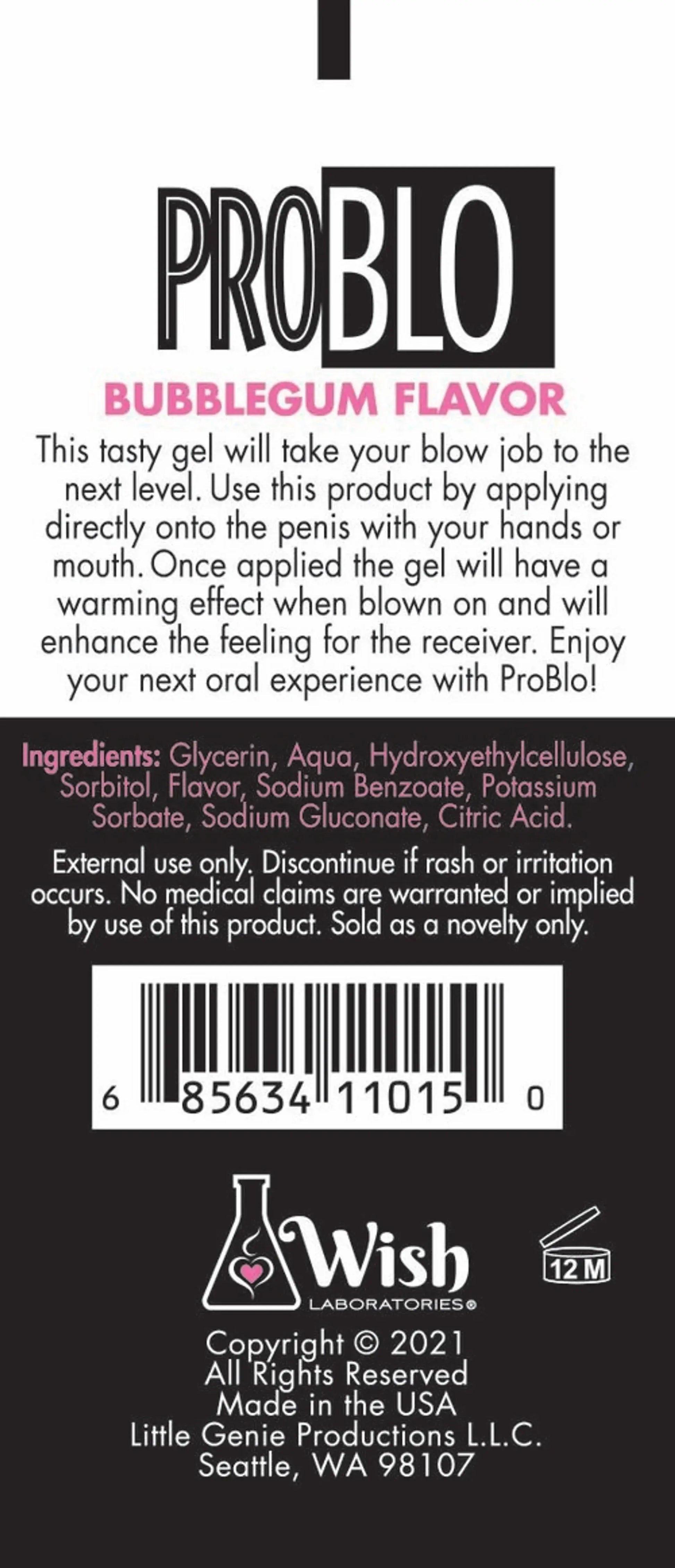 Problo Oral Pleasure Gel Bubblegum 1.5 Oz Little Genie