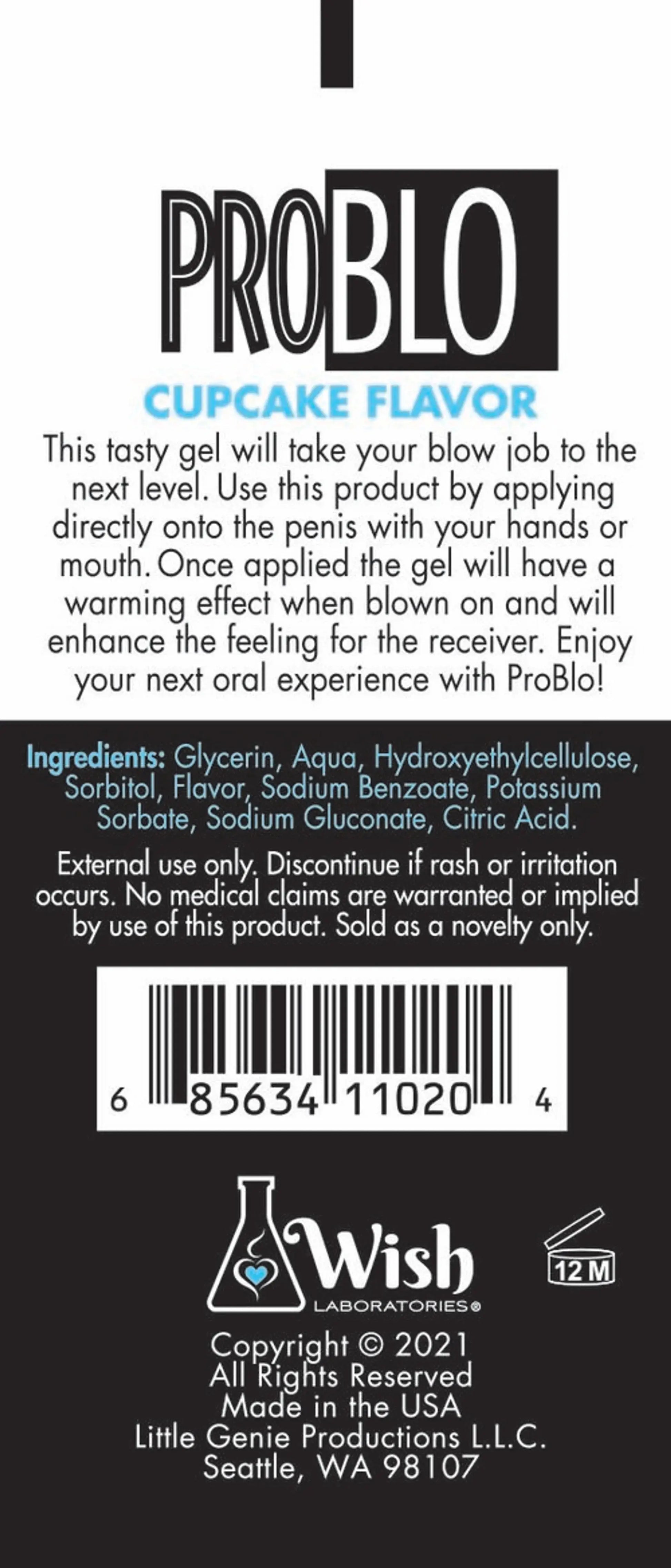Problo Oral Pleasure Gel Cupcake 1.5 oz Little Genie