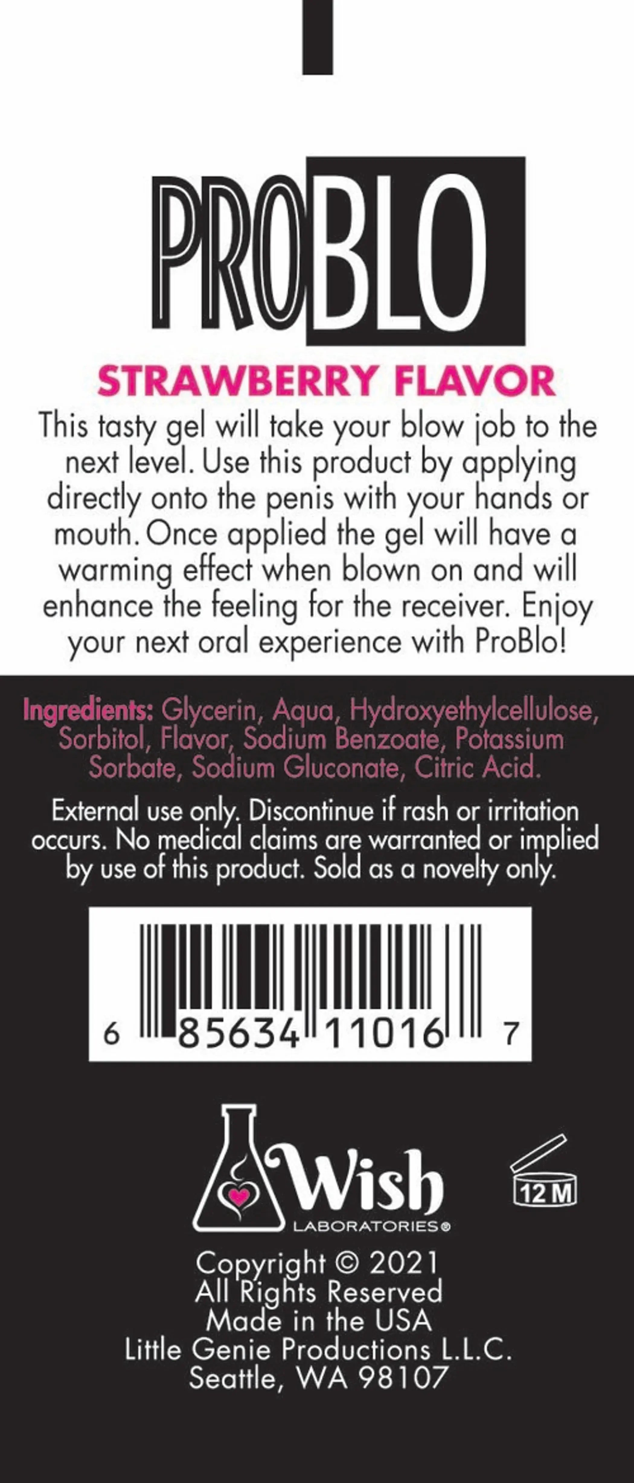 Problo Oral Pleasure Gel Strawberry 1.5 Oz Little Genie
