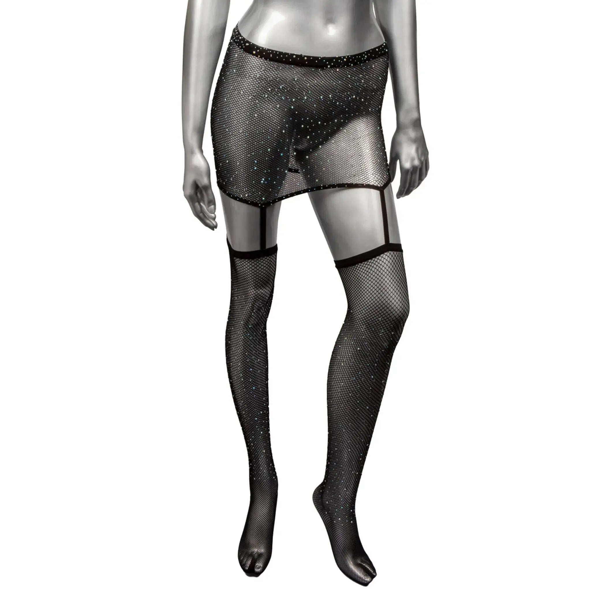 RADIANCE PLUS SIZE 1PC GARTER SKIRT W/ THIGH HIGHS California Exotic Novelties