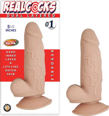 REAL COCKS DUAL LAYERED #1 FLESH 5 1/2 " Nasstoys