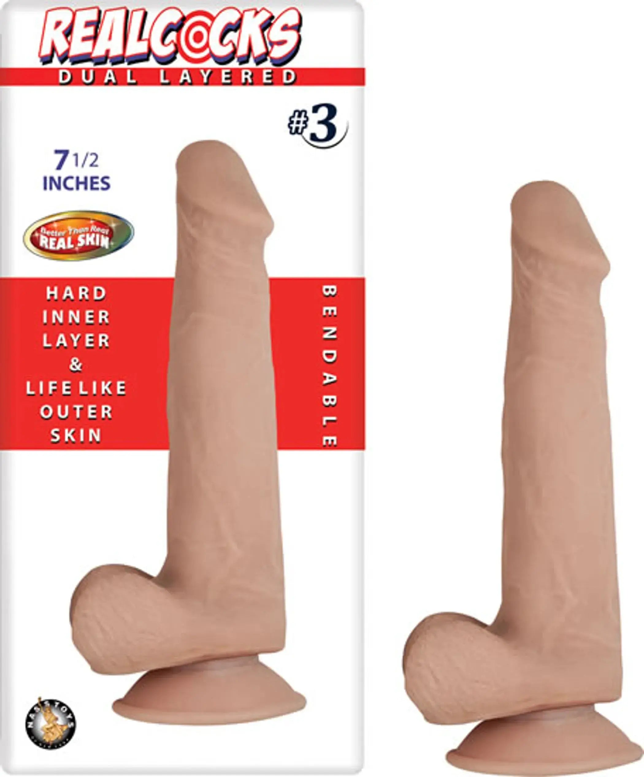REAL COCKS DUAL LAYERED #3 FLESH 7 1/2 " Nasstoys
