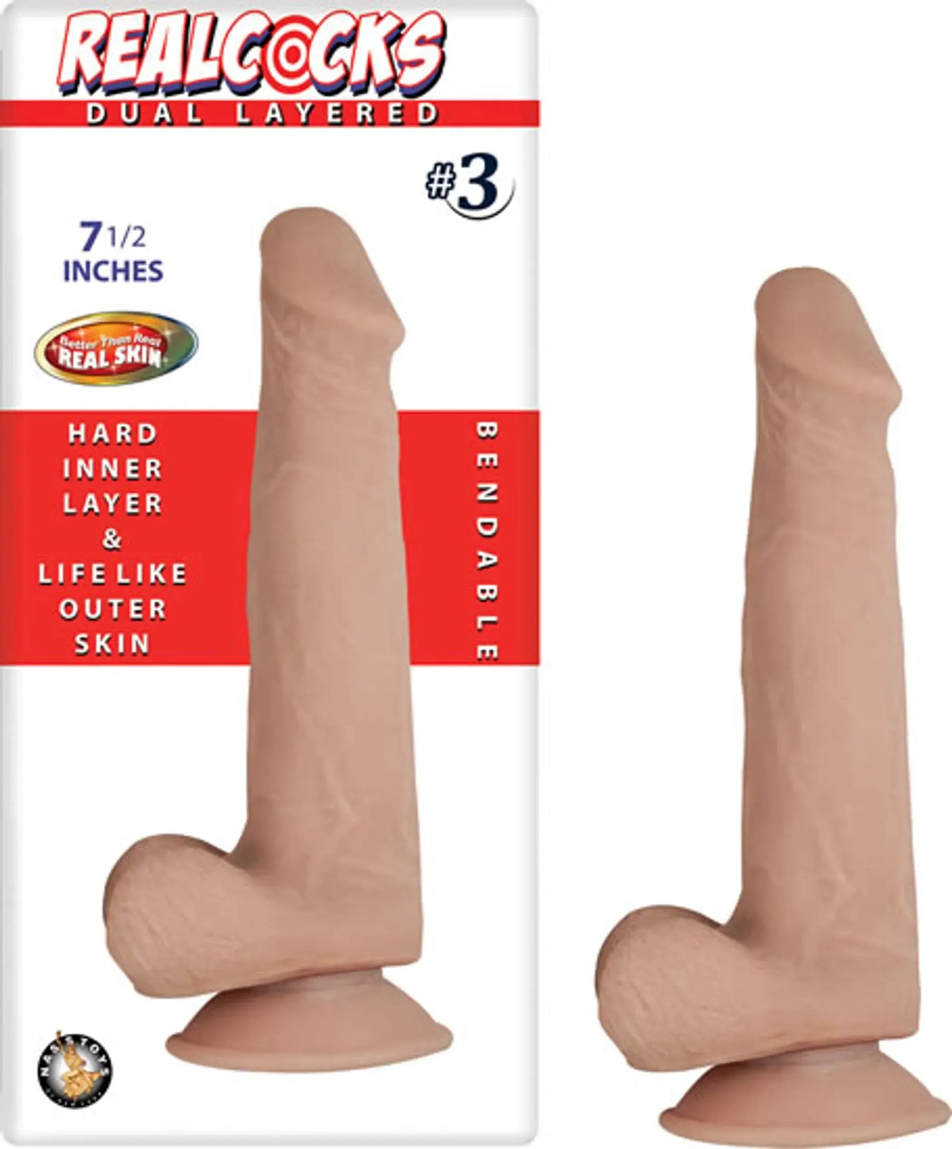 REAL COCKS DUAL LAYERED #3 FLESH 7 1/2 " Nasstoys