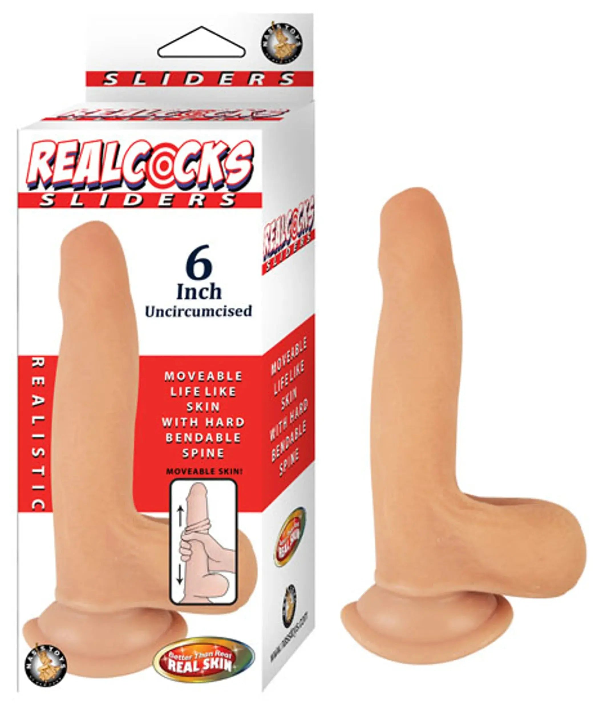 REAL COCKS SLIDERS 6IN FLESH UNCIRCUMSIZED Nasstoys