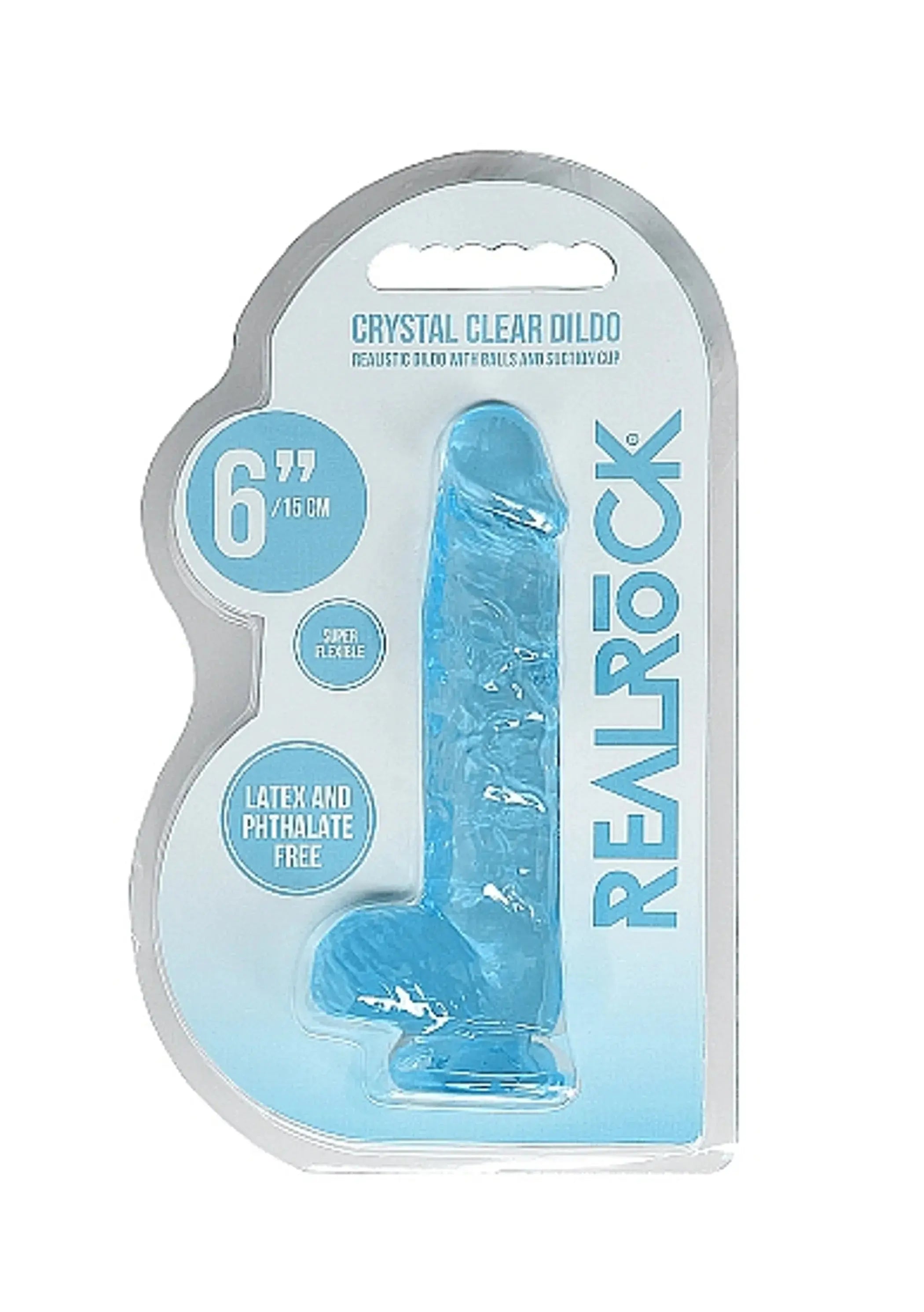 REALROCK 6IN REALISTIC DILDO W/ BALLS CLEAR BLUE SHOTS AMERICA