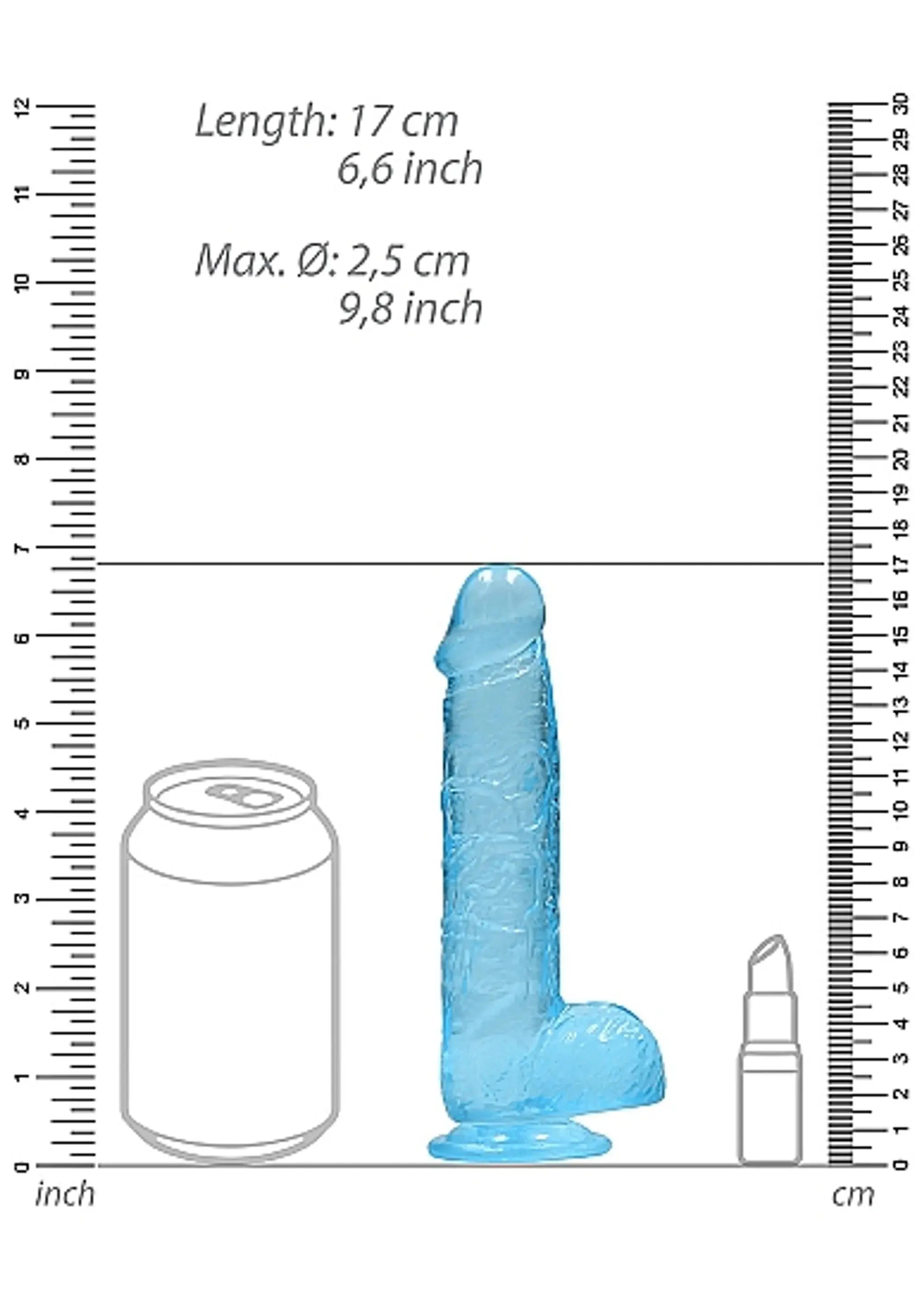 REALROCK 6IN REALISTIC DILDO W/ BALLS CLEAR BLUE SHOTS AMERICA