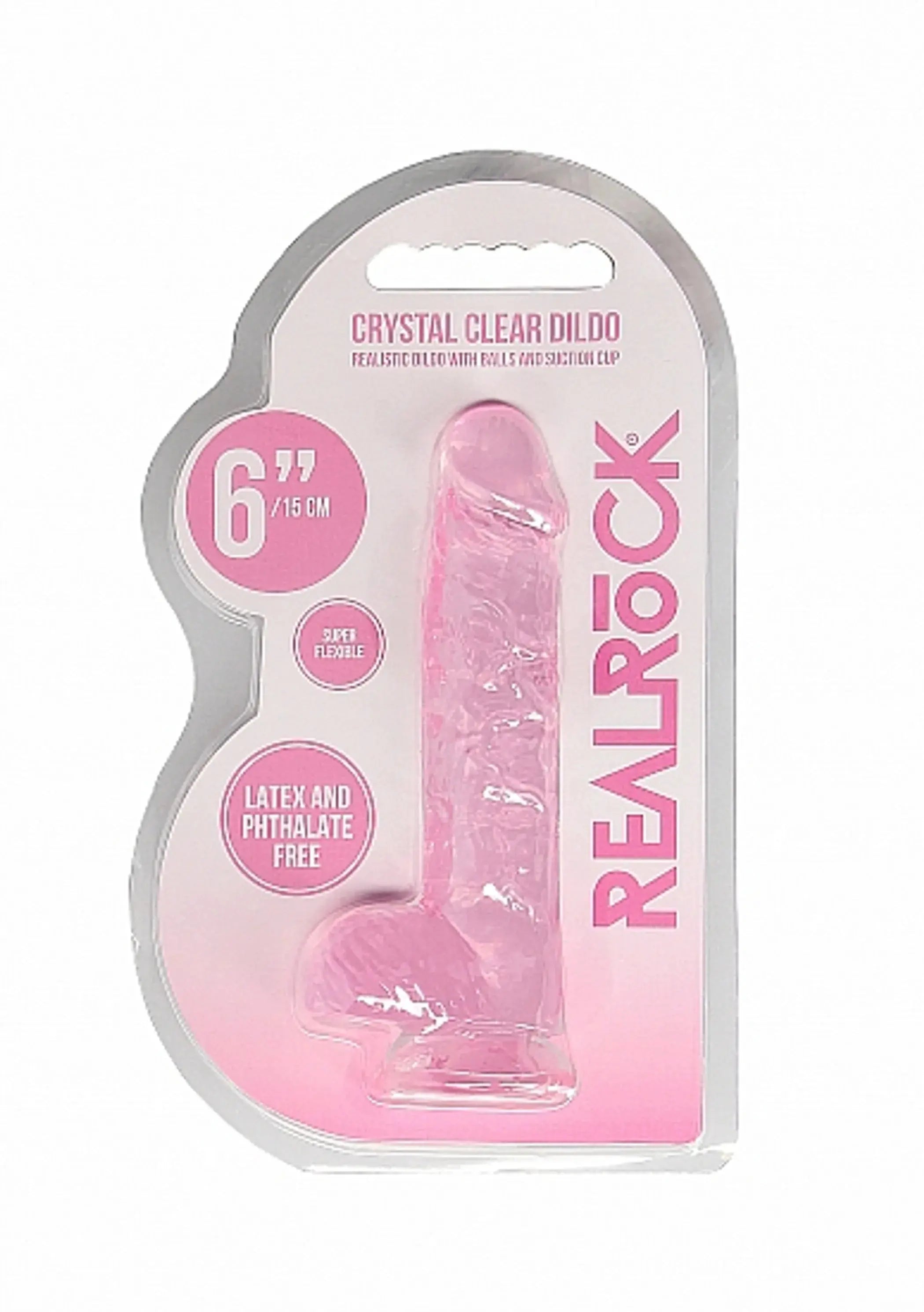 REALROCK 6IN REALISTIC DILDO W/ BALLS CLEAR PINK SHOTS AMERICA