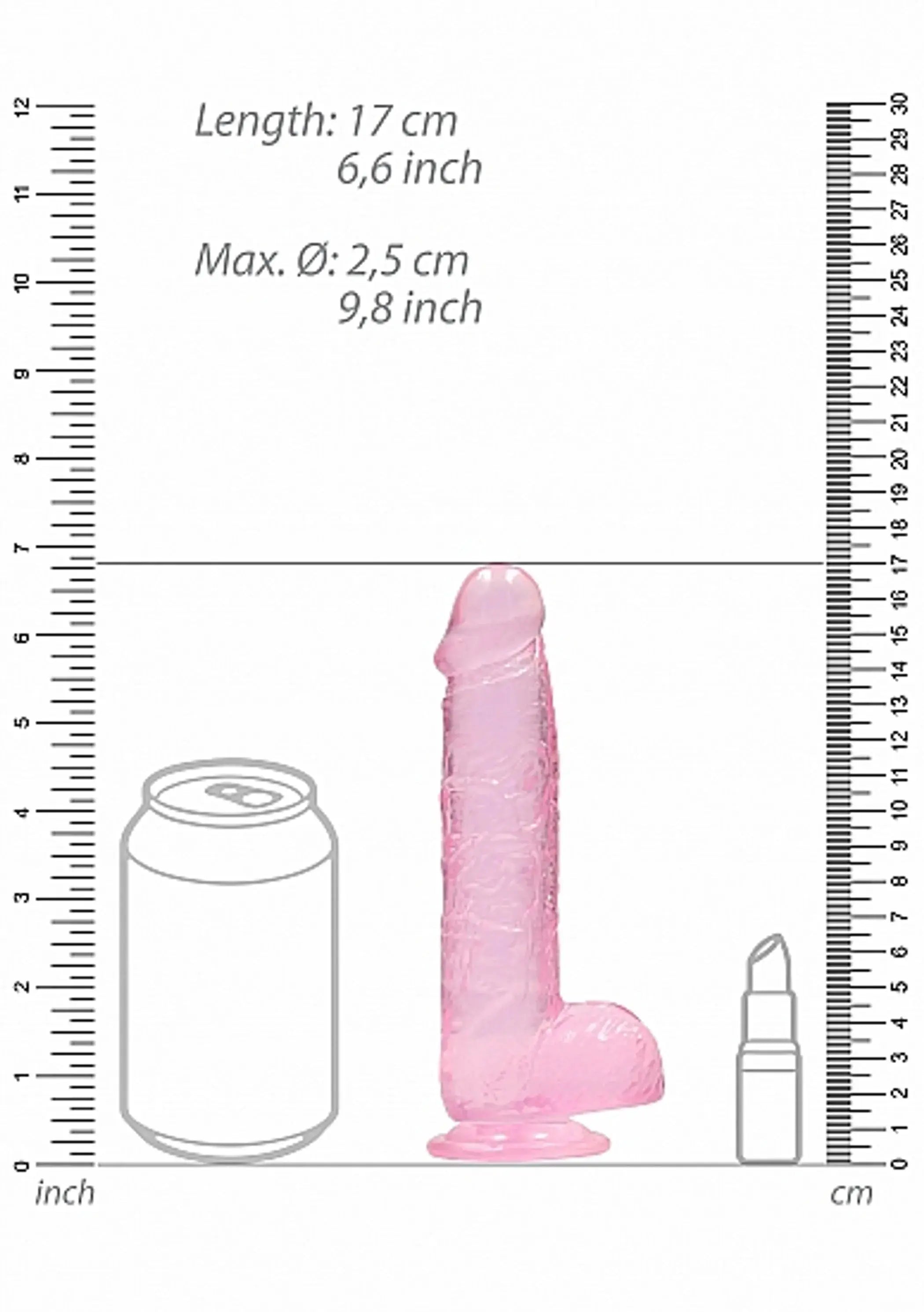REALROCK 6IN REALISTIC DILDO W/ BALLS CLEAR PINK SHOTS AMERICA