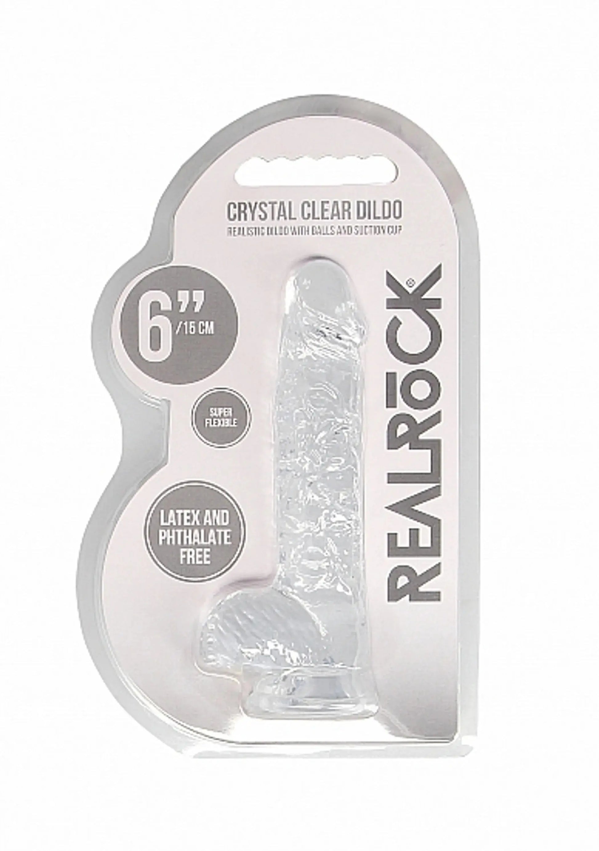 REALROCK 6IN REALISTIC DILDO W/ BALLS CRYSTAL CLEAR SHOTS AMERICA