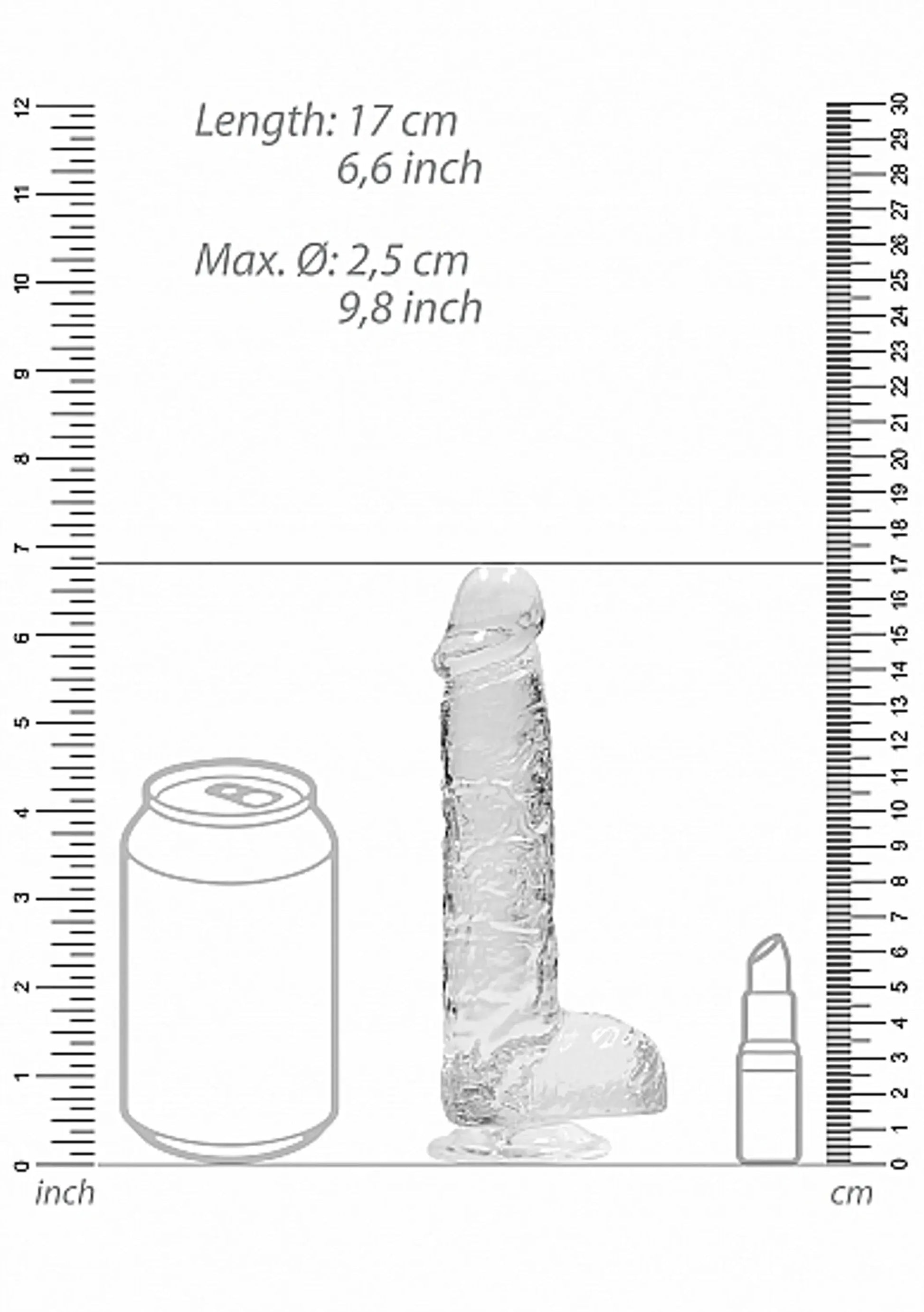 REALROCK 6IN REALISTIC DILDO W/ BALLS CRYSTAL CLEAR SHOTS AMERICA