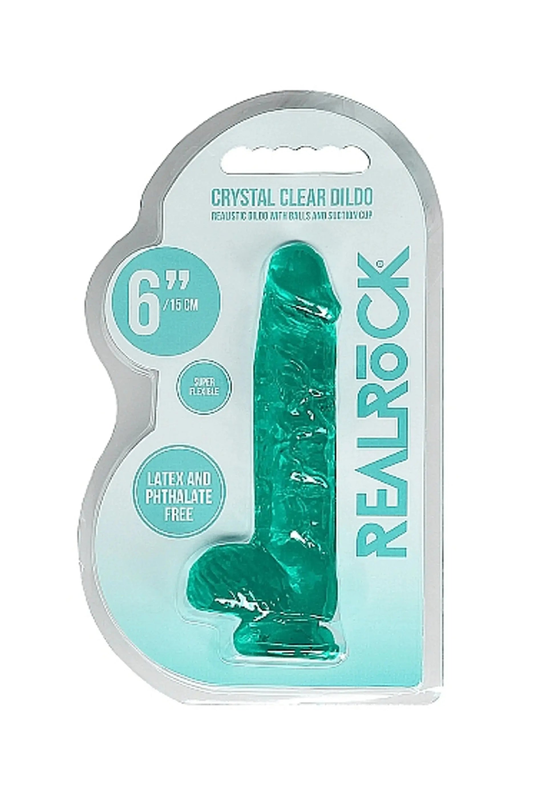 REALROCK 6IN REALISTIC DILDO W/ BALLS TURQUOISE SHOTS AMERICA