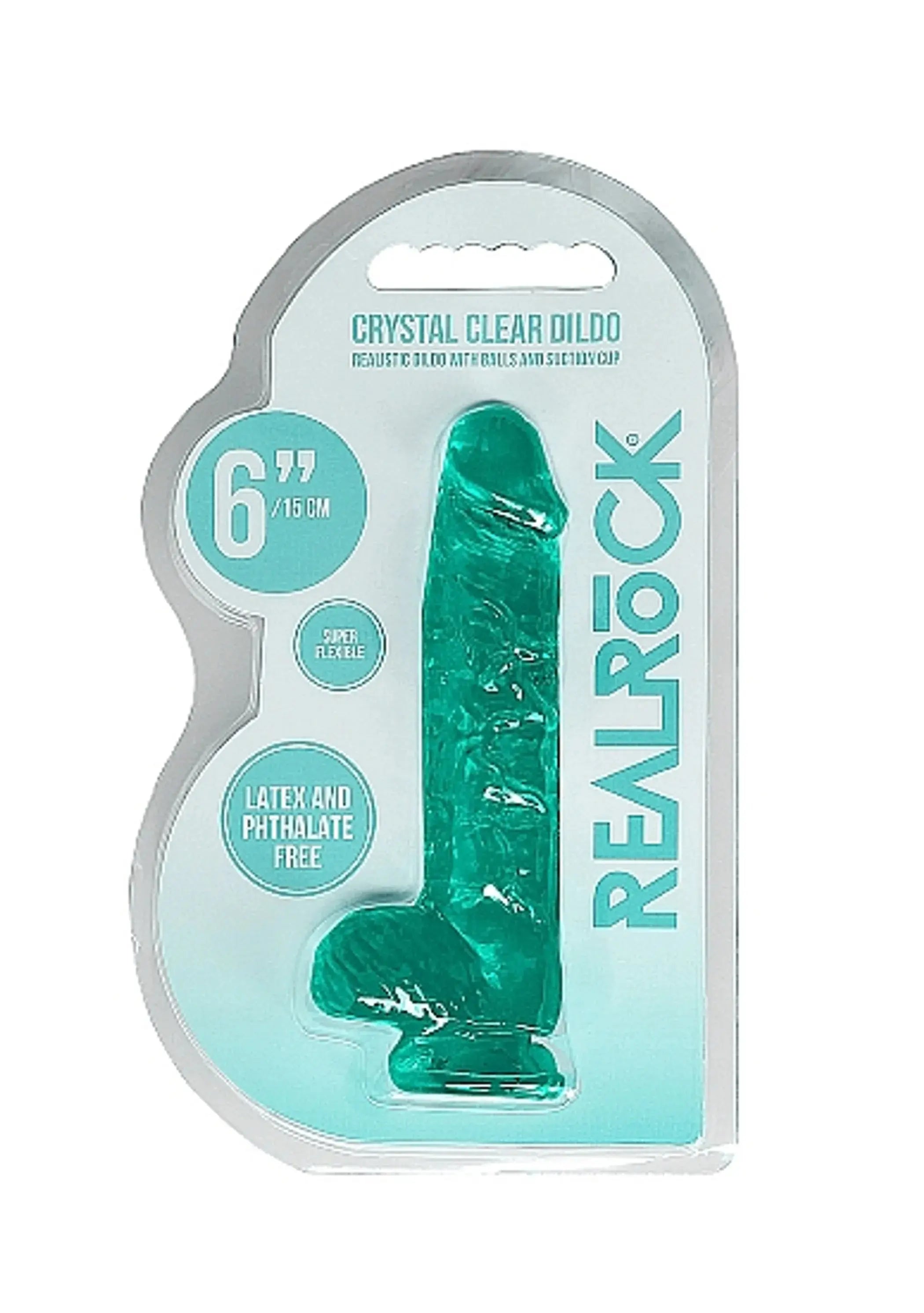 REALROCK 6IN REALISTIC DILDO W/ BALLS TURQUOISE SHOTS AMERICA