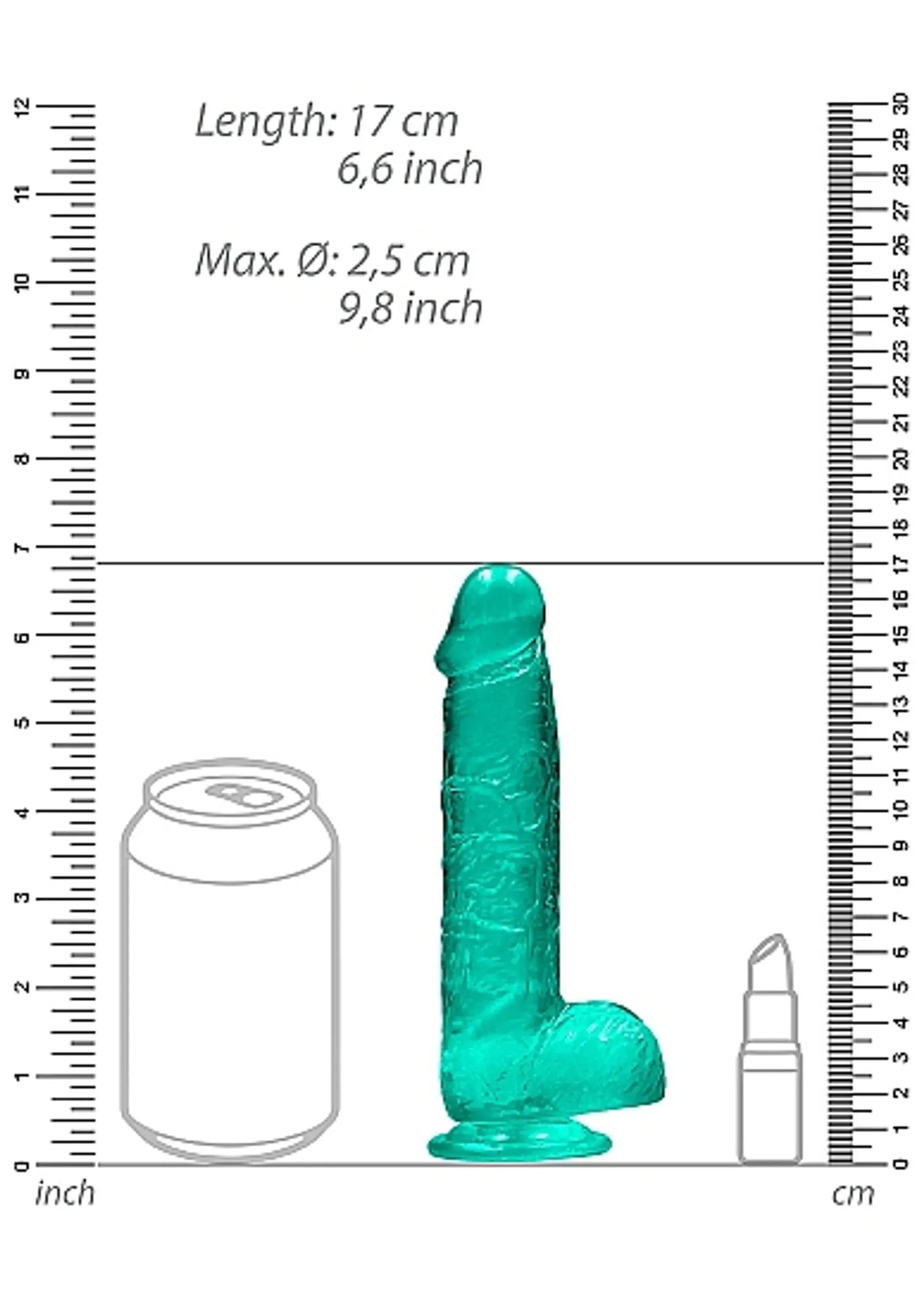 REALROCK 6IN REALISTIC DILDO W/ BALLS TURQUOISE SHOTS AMERICA