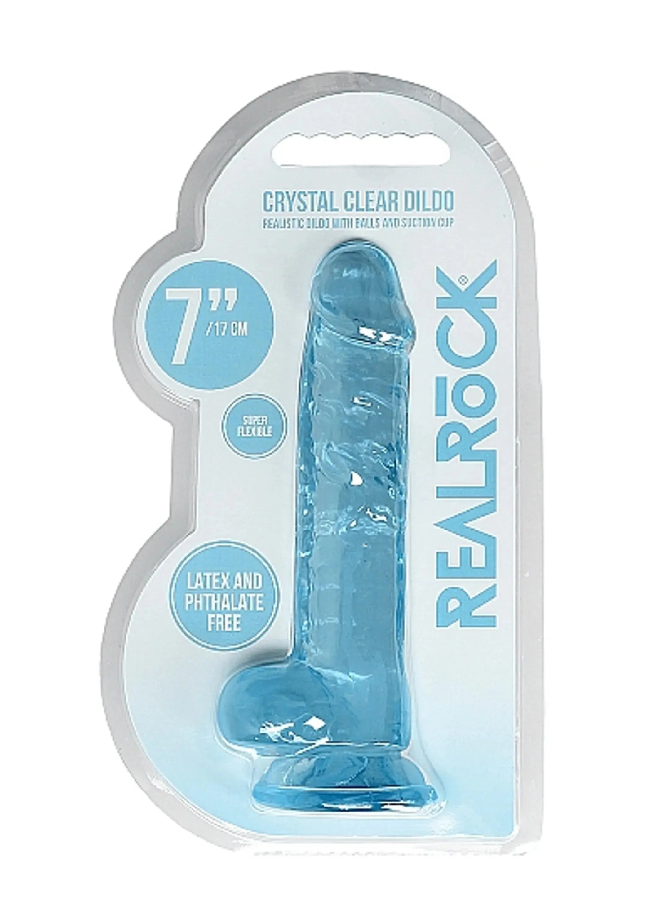 REALROCK 7IN REALISTIC DILDO W/ BALLS BLUE SHOTS AMERICA
