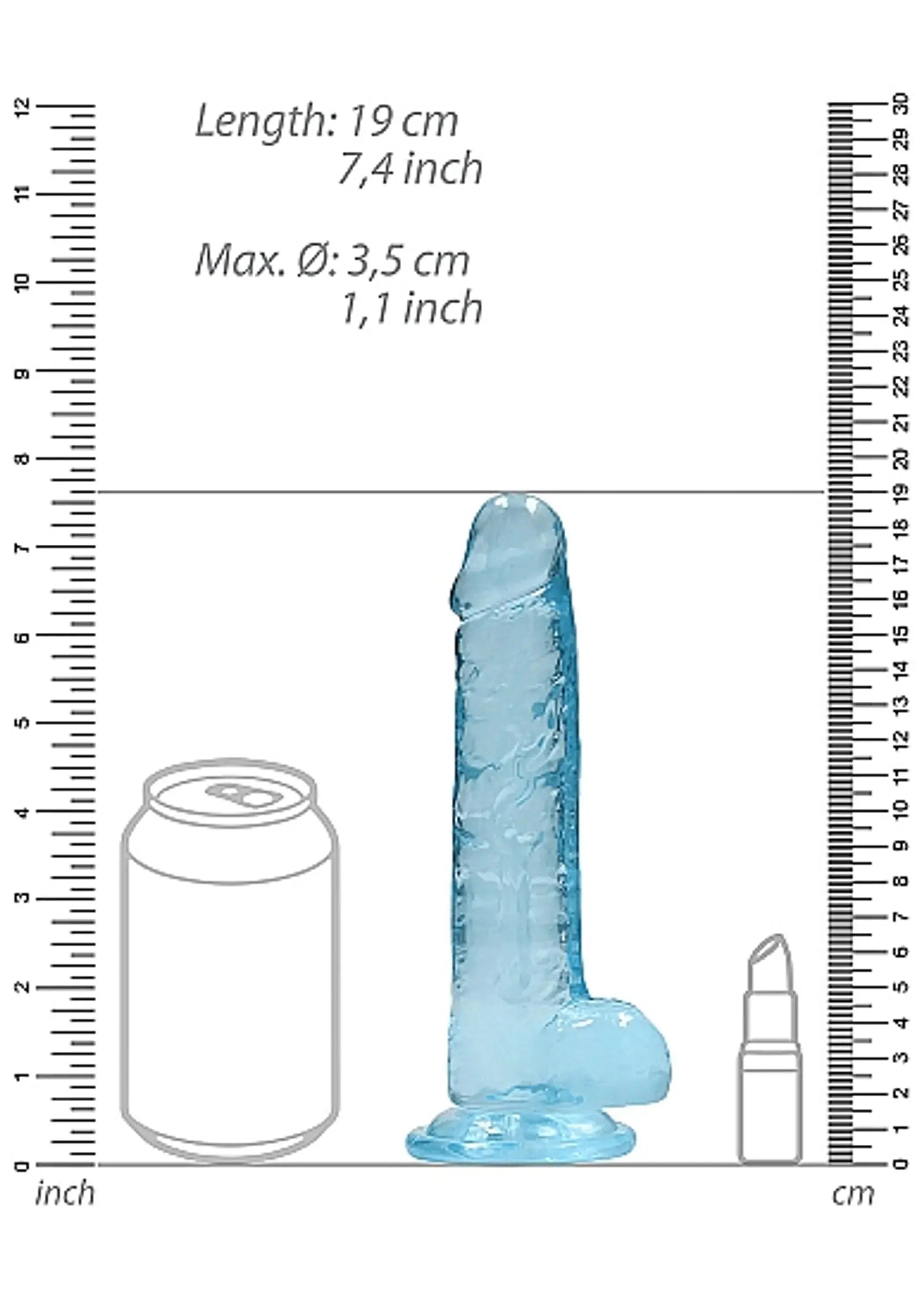 REALROCK 7IN REALISTIC DILDO W/ BALLS BLUE SHOTS AMERICA