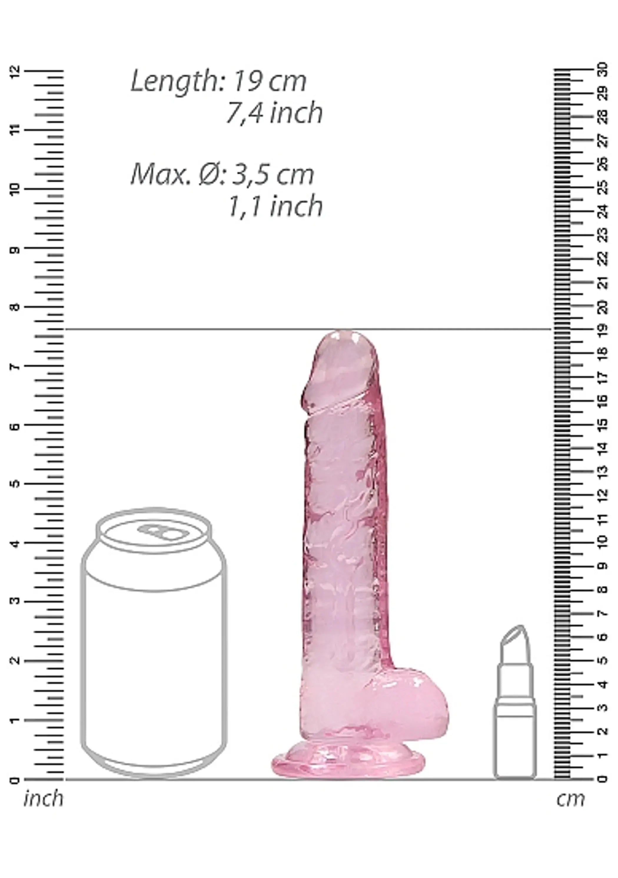 REALROCK 7IN REALISTIC DILDO W/ BALLS CLEAR PINK SHOTS AMERICA
