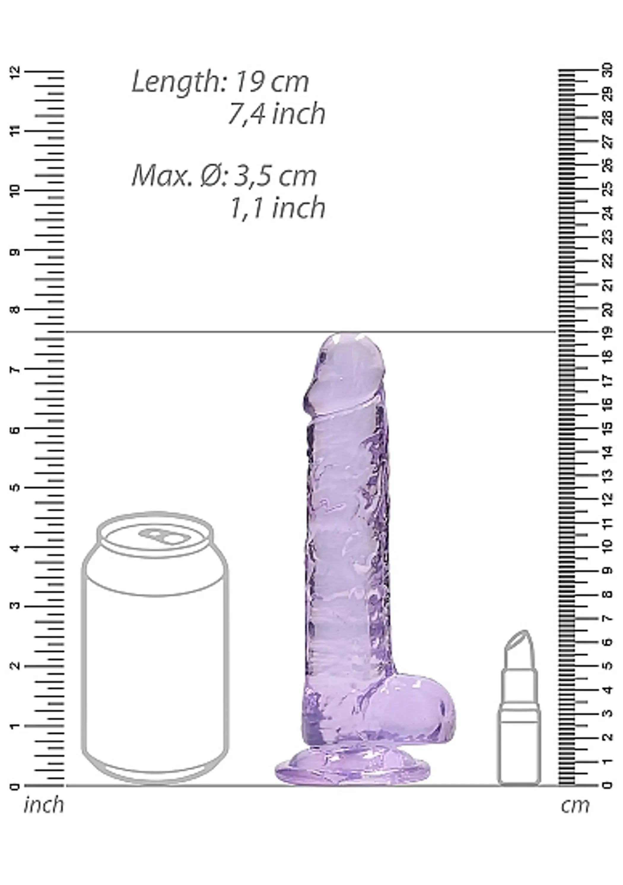 REALROCK 7IN REALISTIC DILDO W/ BALLS CLEAR PURPLE SHOTS AMERICA