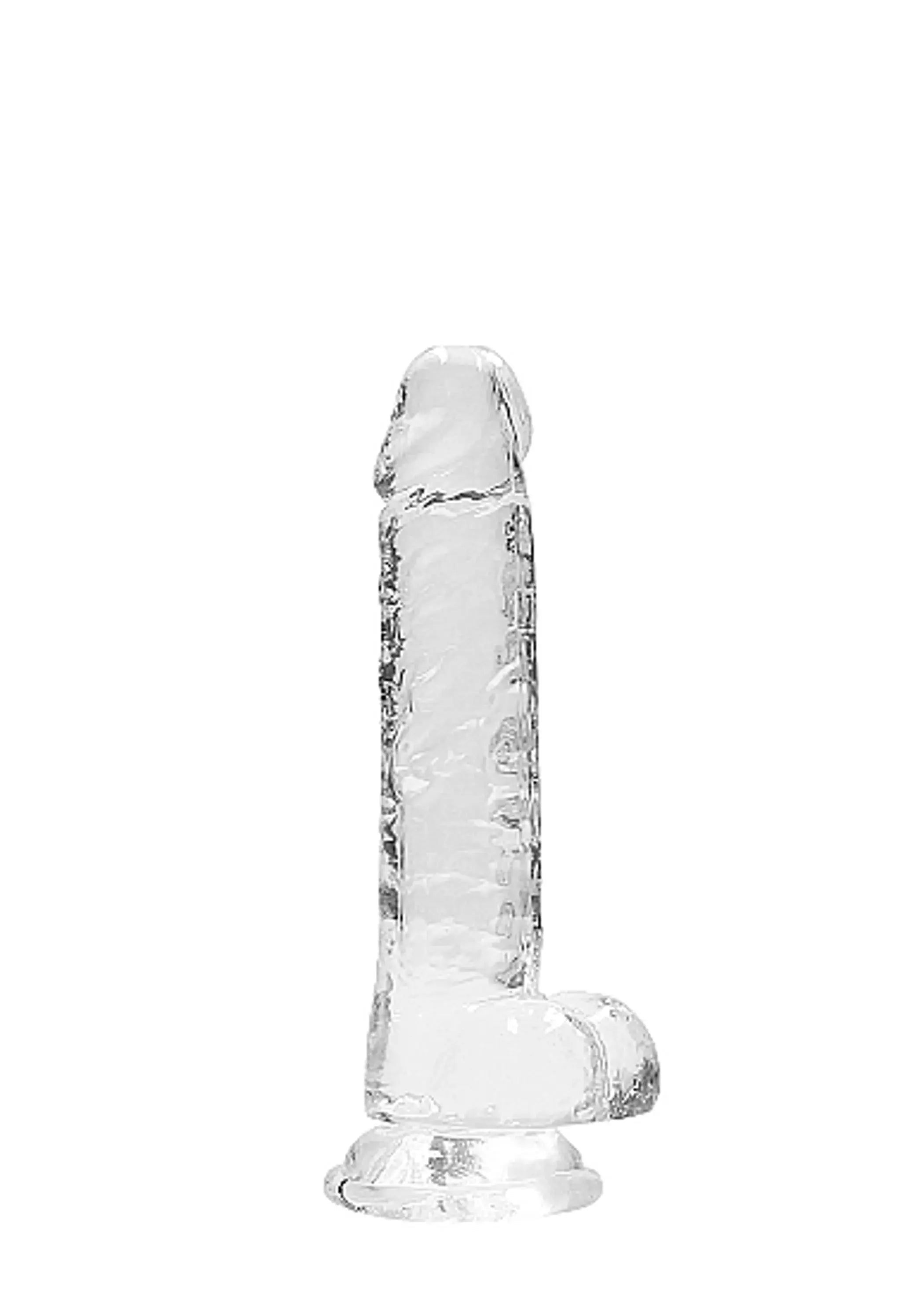 REALROCK 7IN REALISTIC DILDO W/ BALLS CRYSTAL CLEAR SHOTS AMERICA