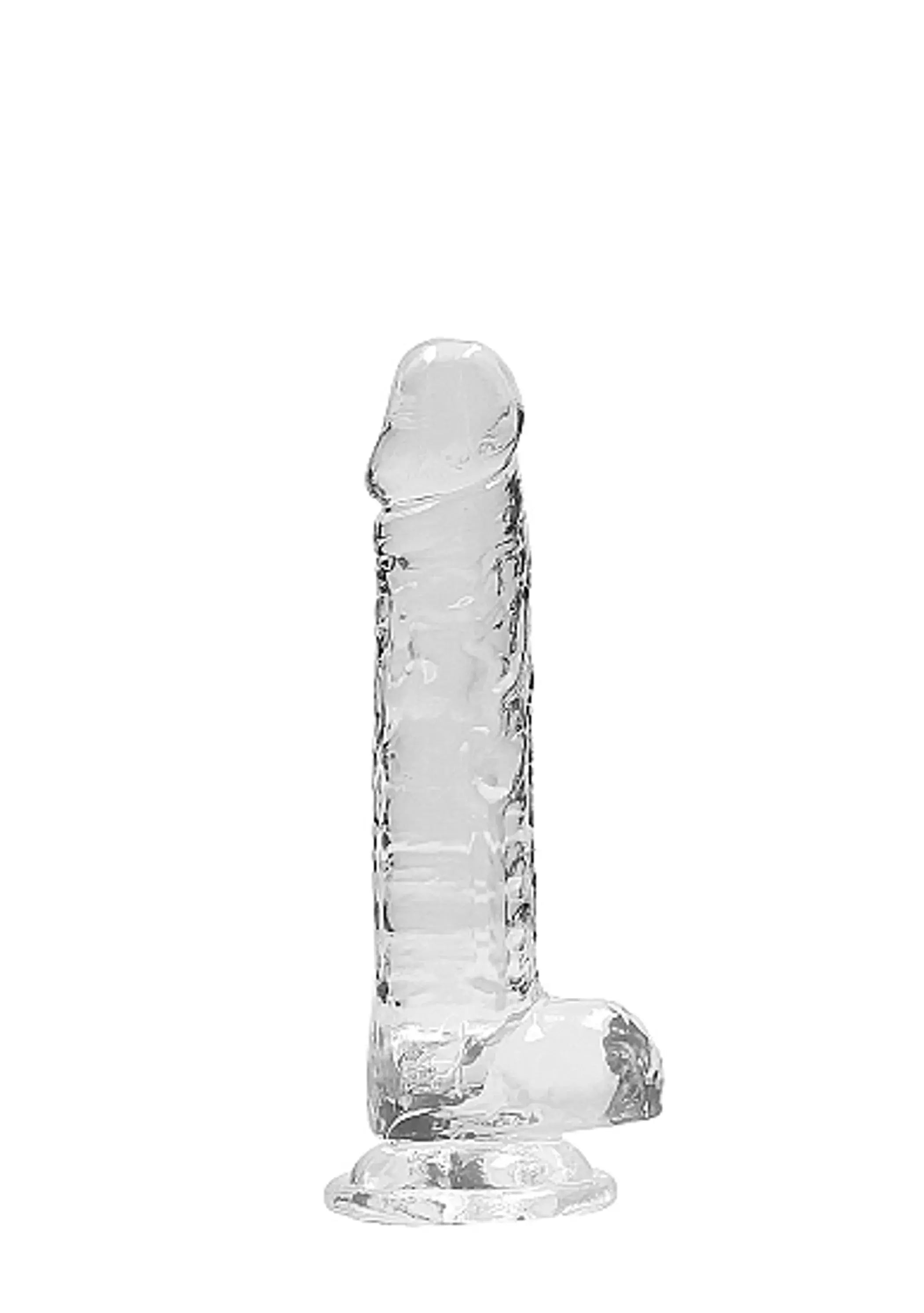 REALROCK 7IN REALISTIC DILDO W/ BALLS CRYSTAL CLEAR SHOTS AMERICA