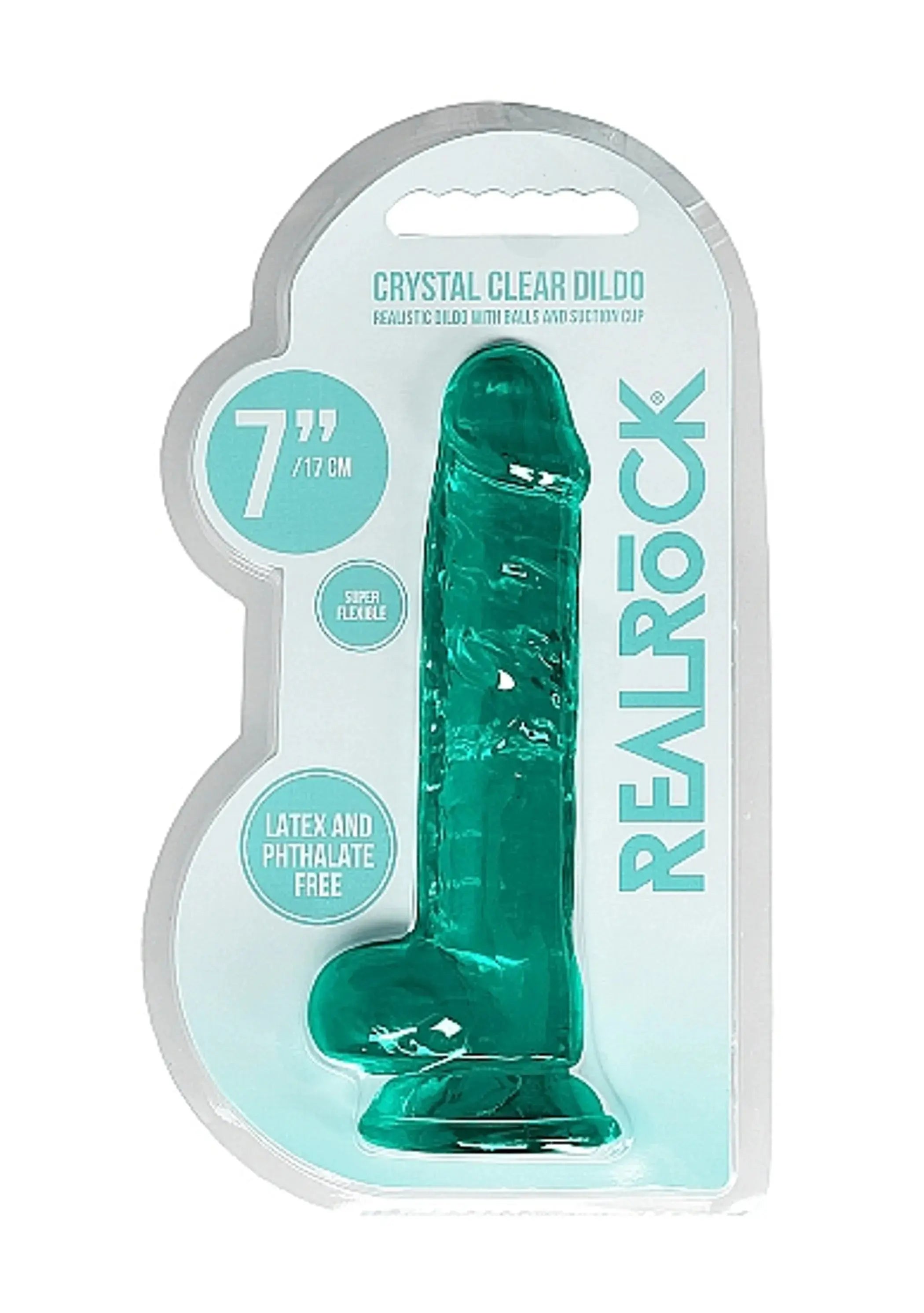 REALROCK 7IN REALISTIC DILDO W/ BALLS TURQUOISE SHOTS AMERICA