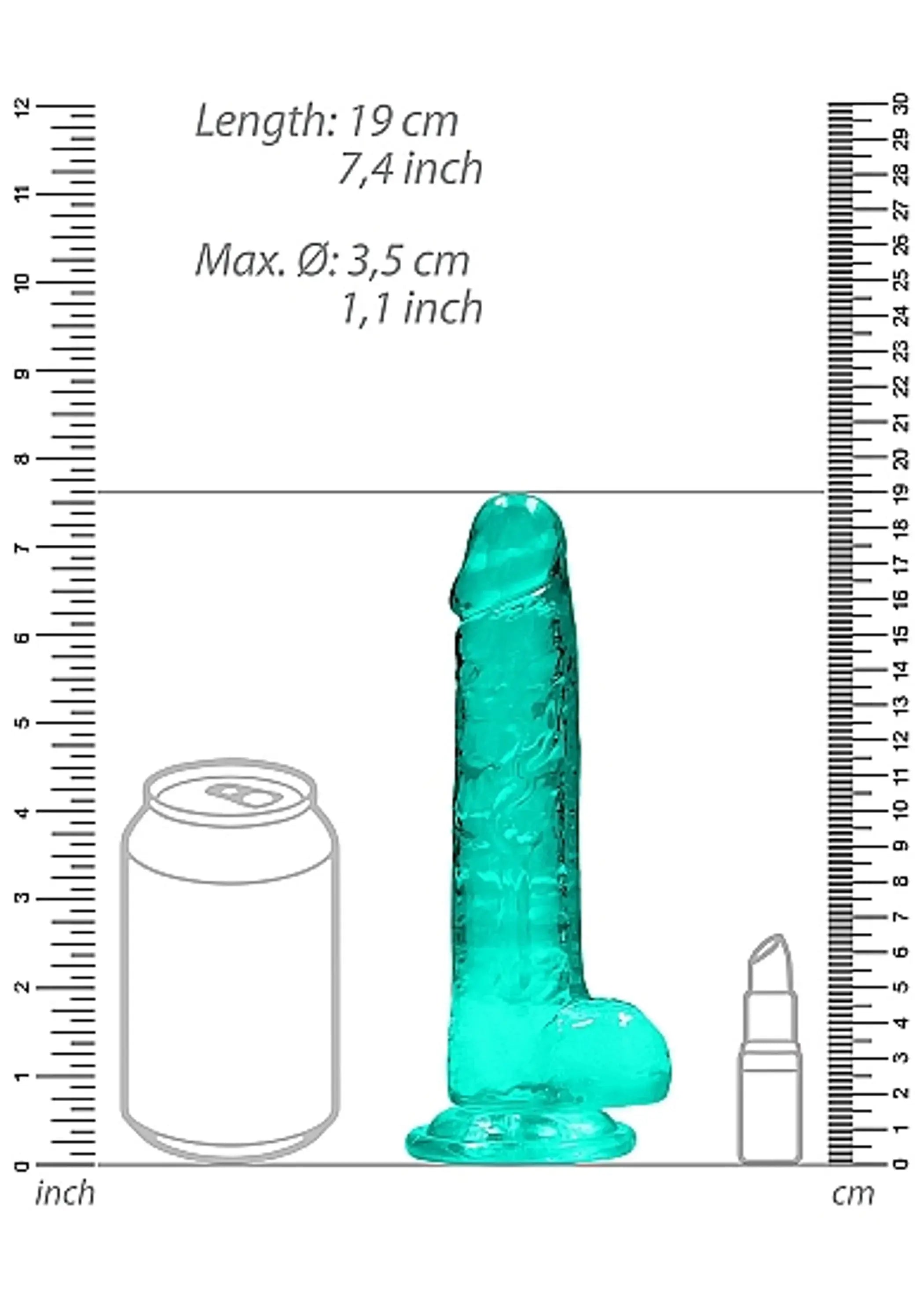 REALROCK 7IN REALISTIC DILDO W/ BALLS TURQUOISE SHOTS AMERICA