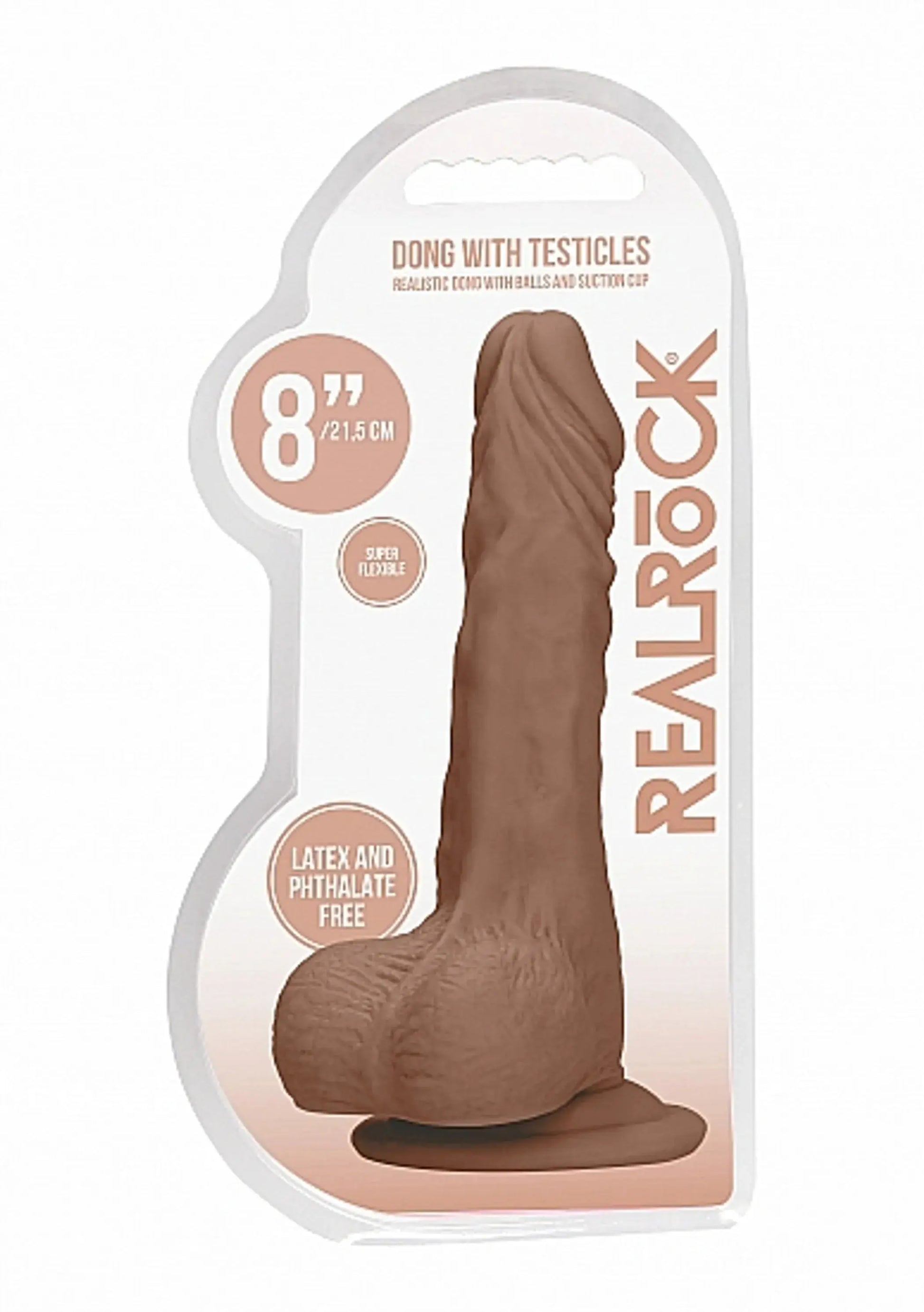 REALROCK 8IN DONG TAN W/ TESTICLES SHOTS AMERICA