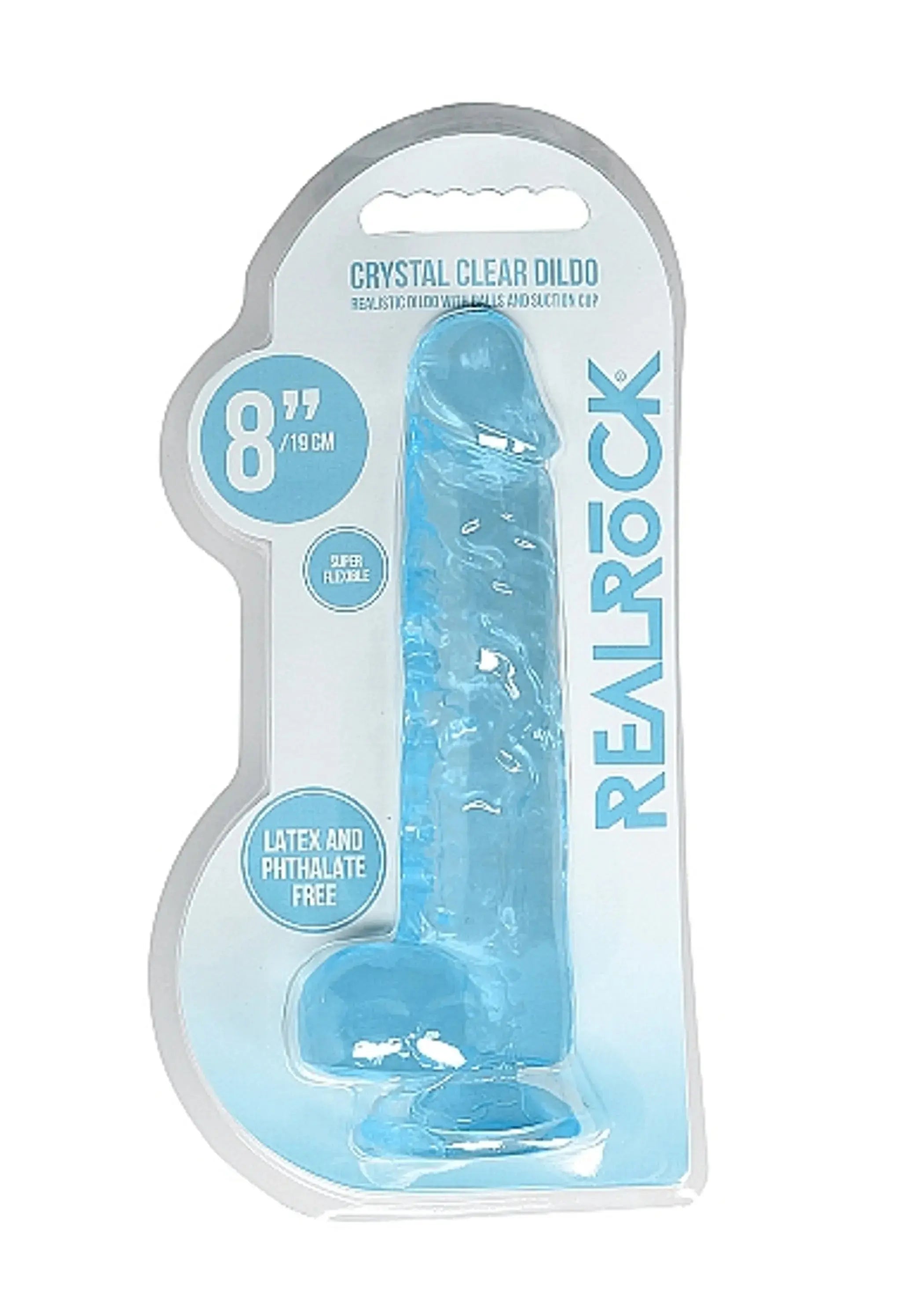 REALROCK 8IN REALISTIC DILDO W/ BALLS BLUE SHOTS AMERICA