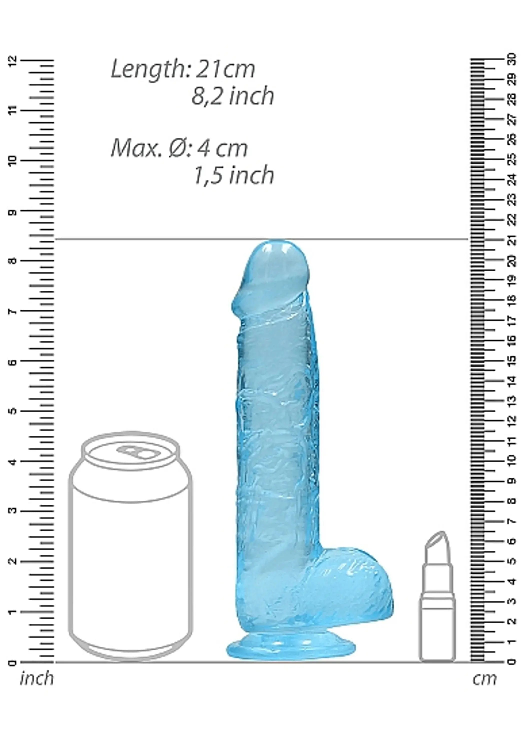 REALROCK 8IN REALISTIC DILDO W/ BALLS BLUE SHOTS AMERICA