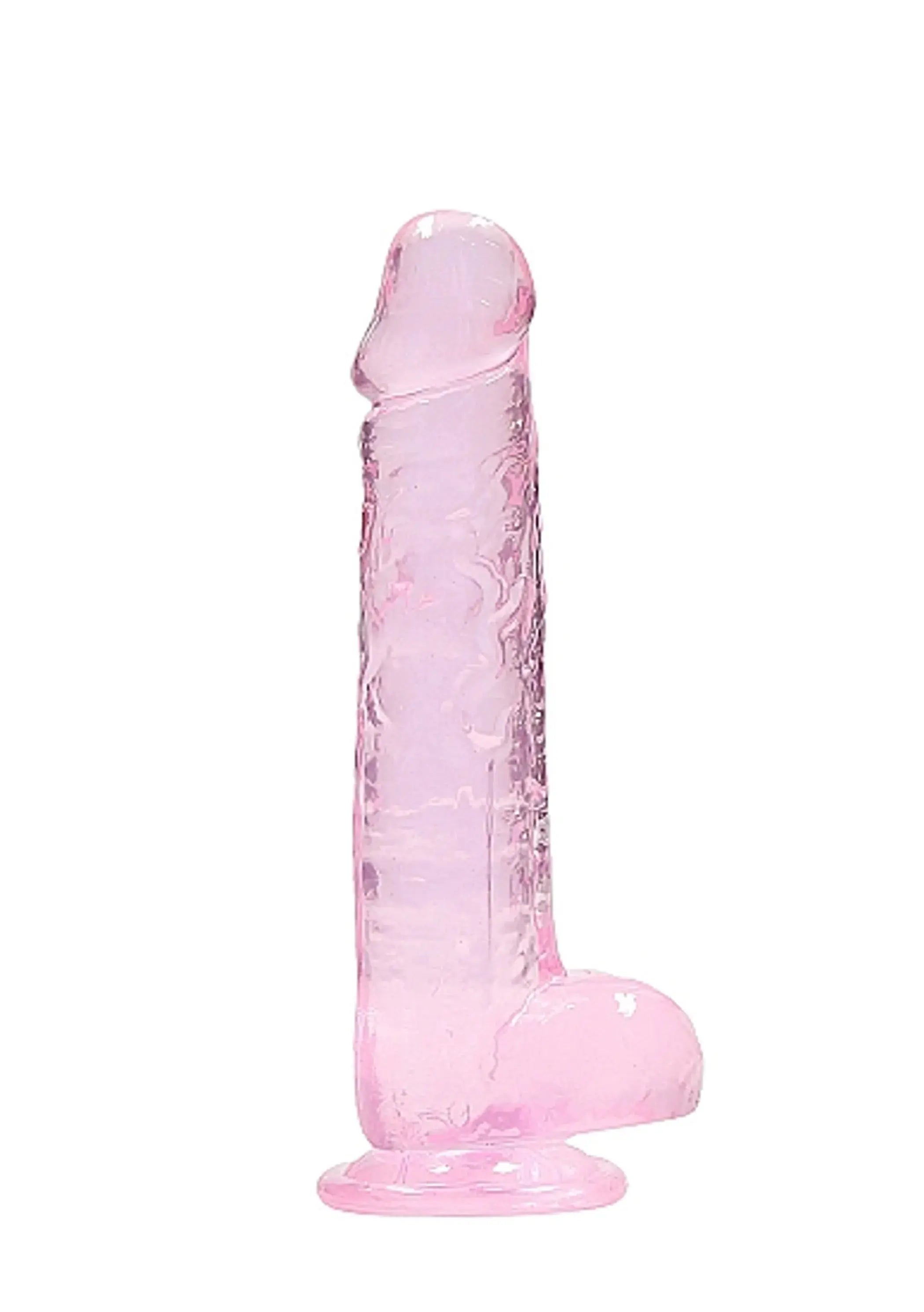 REALROCK 8IN REALISTIC DILDO W/ BALLS CLEAR PINK SHOTS AMERICA