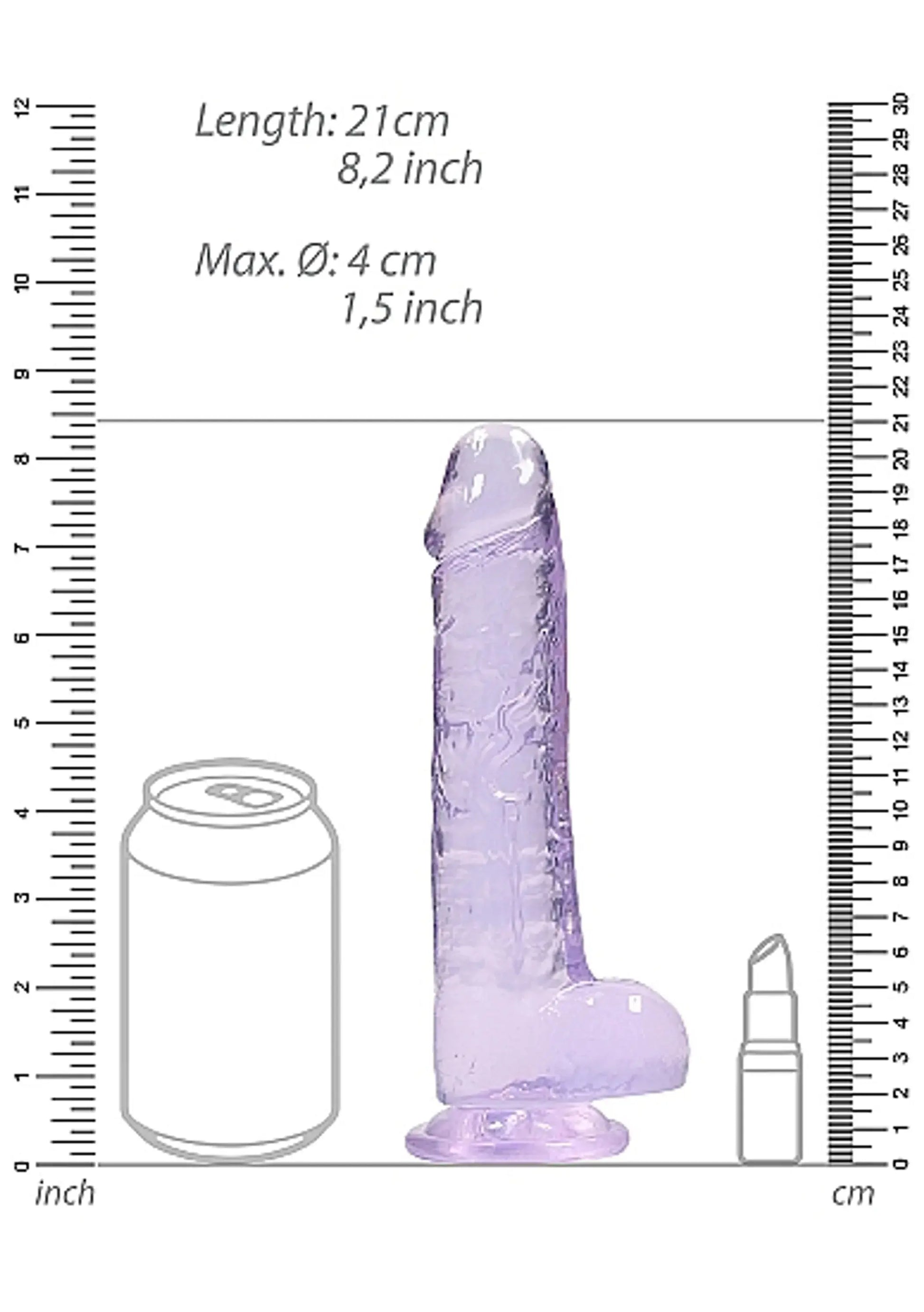 REALROCK 8IN REALISTIC DILDO W/ BALLS CLEAR PURPLE SHOTS AMERICA