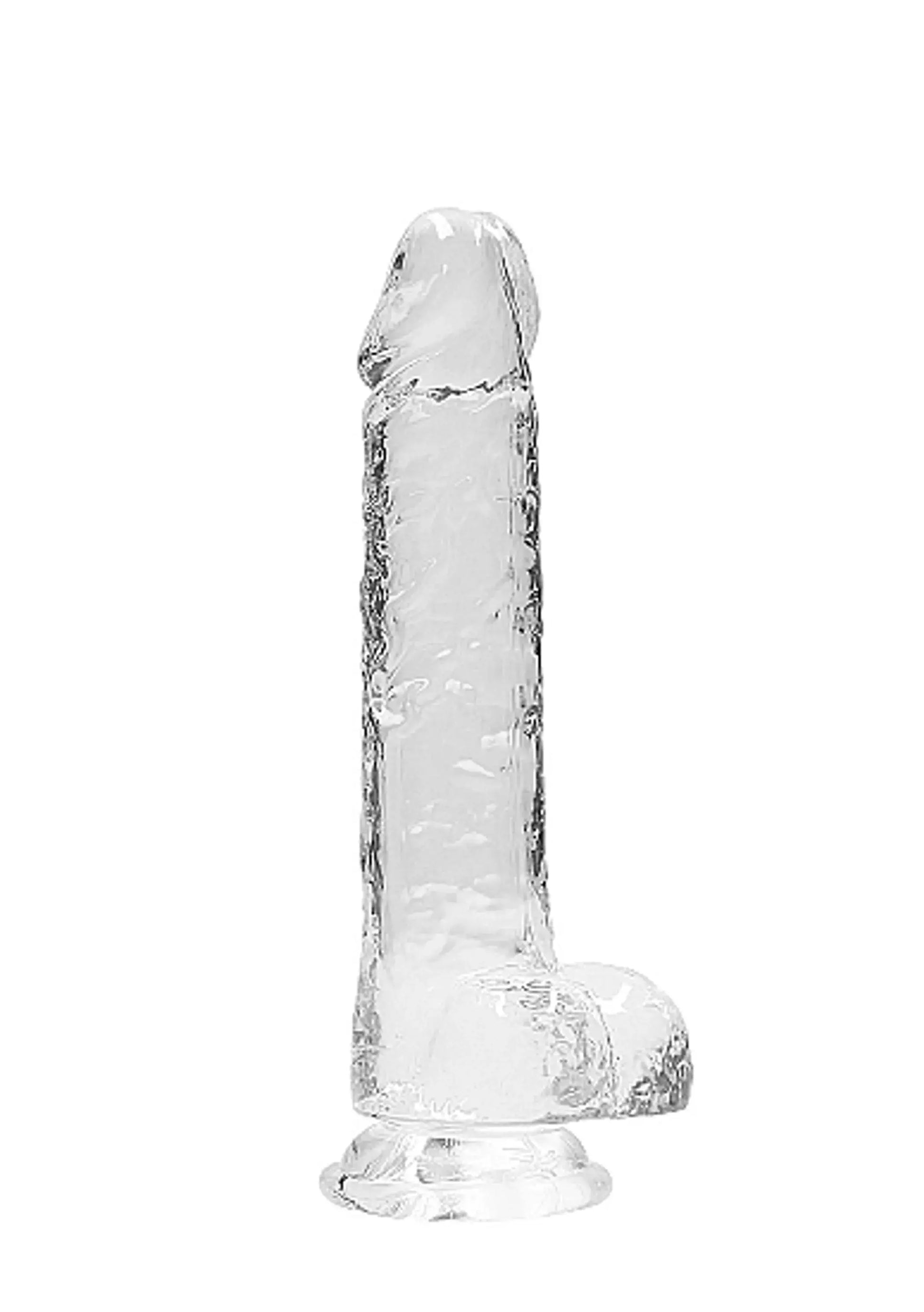 REALROCK 8IN REALISTIC DILDO W/ BALLS CRYSTAL CLEAR SHOTS AMERICA