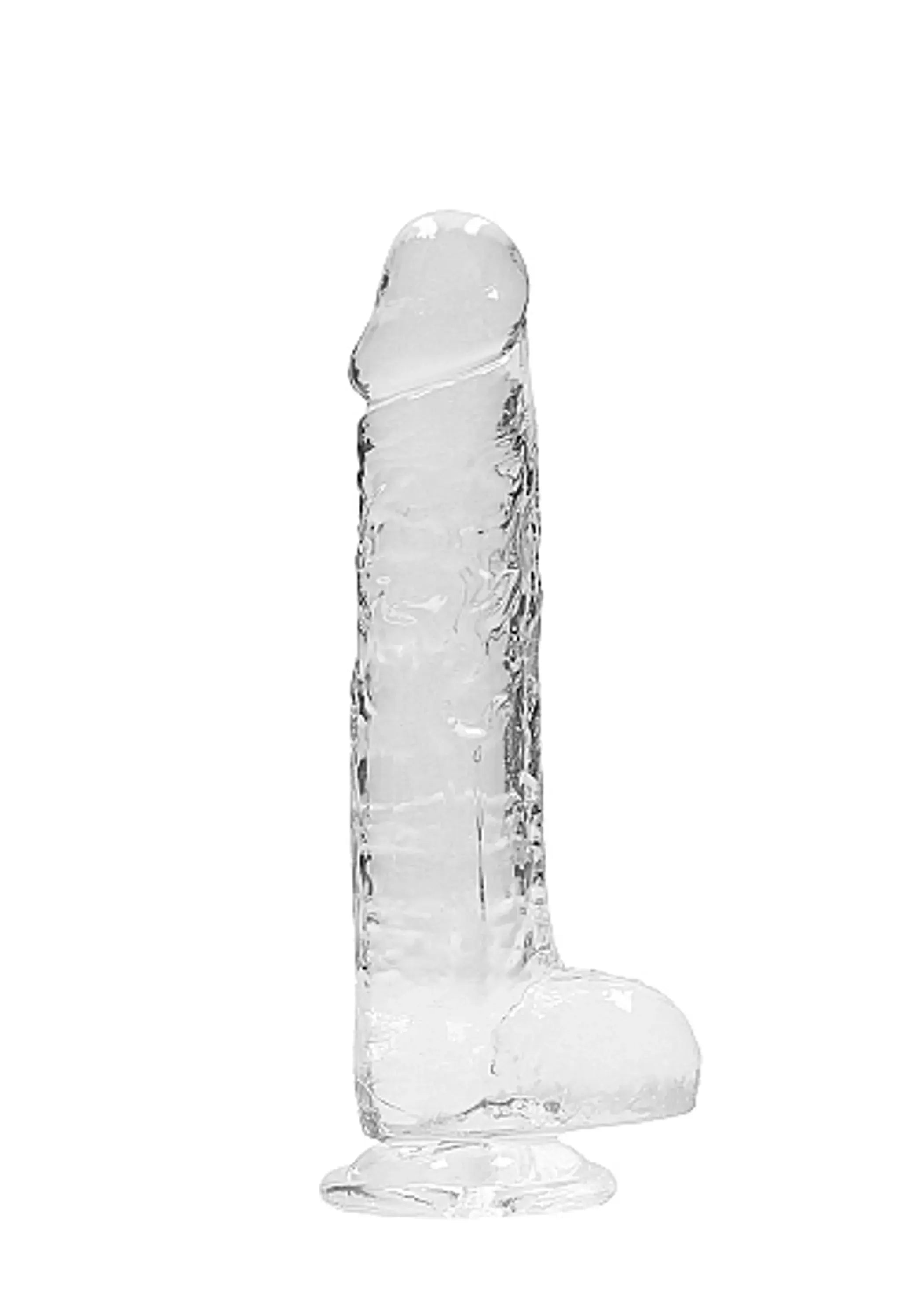 REALROCK 8IN REALISTIC DILDO W/ BALLS CRYSTAL CLEAR SHOTS AMERICA