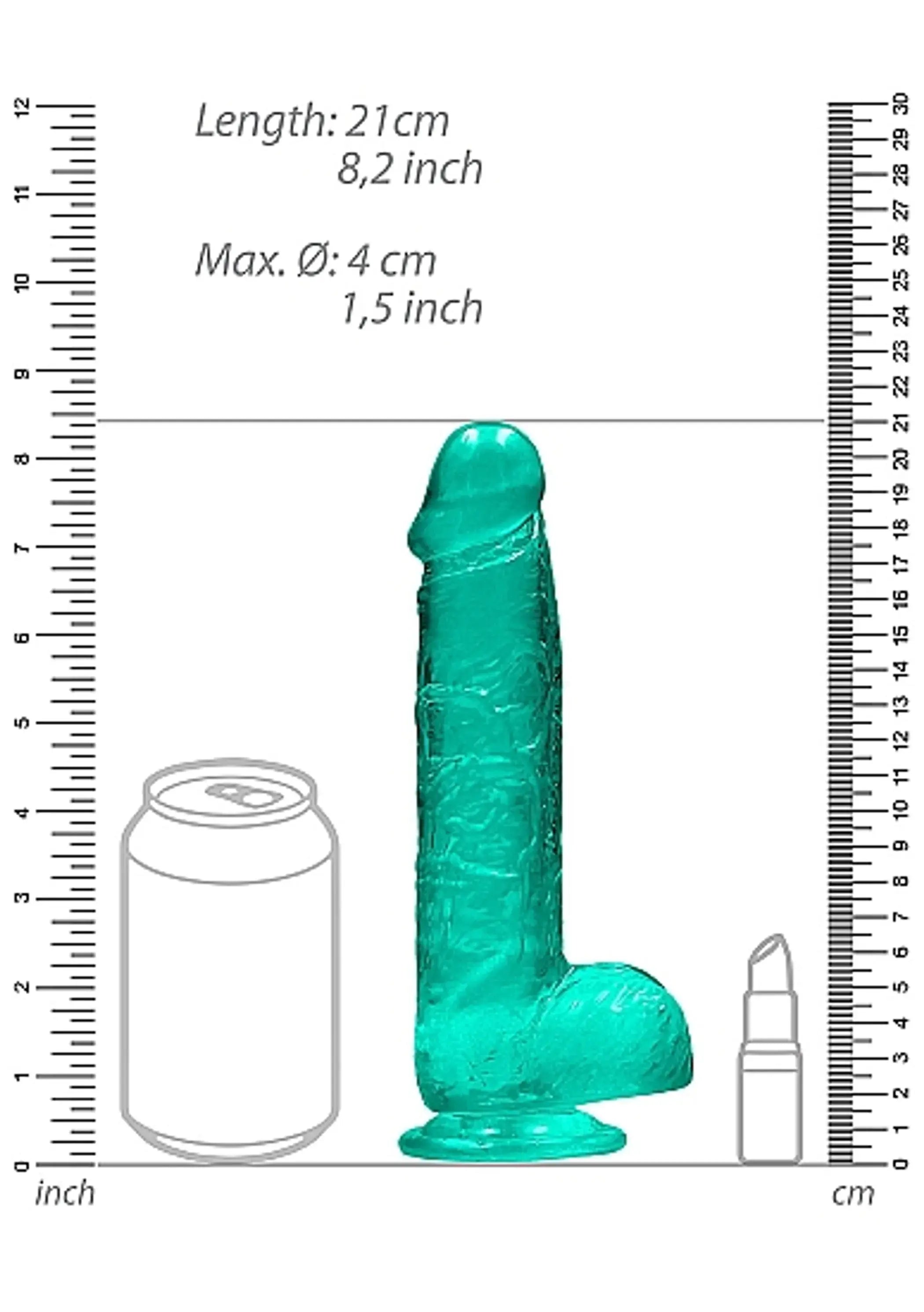 REALROCK 8IN REALISTIC DILDO W/ BALLS TURQUOISE SHOTS AMERICA