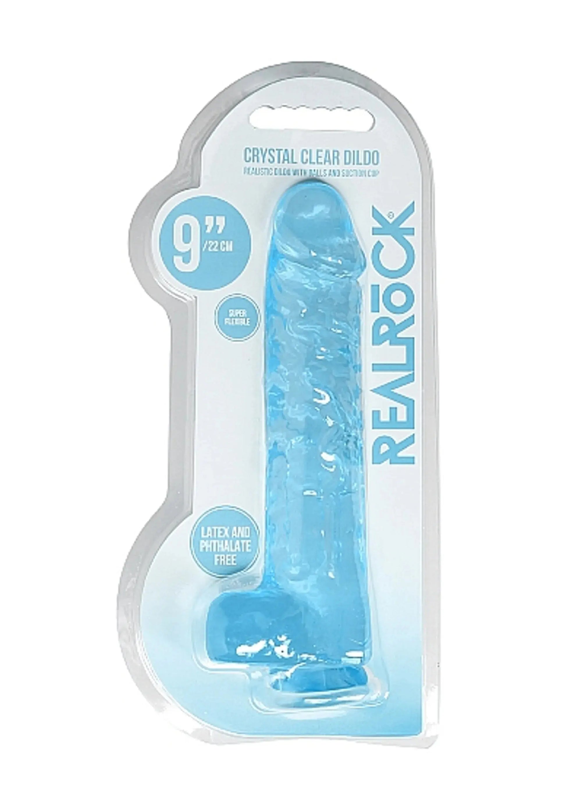 REALROCK 9IN REALISTIC DILDO W/ BALLS BLUE SHOTS AMERICA