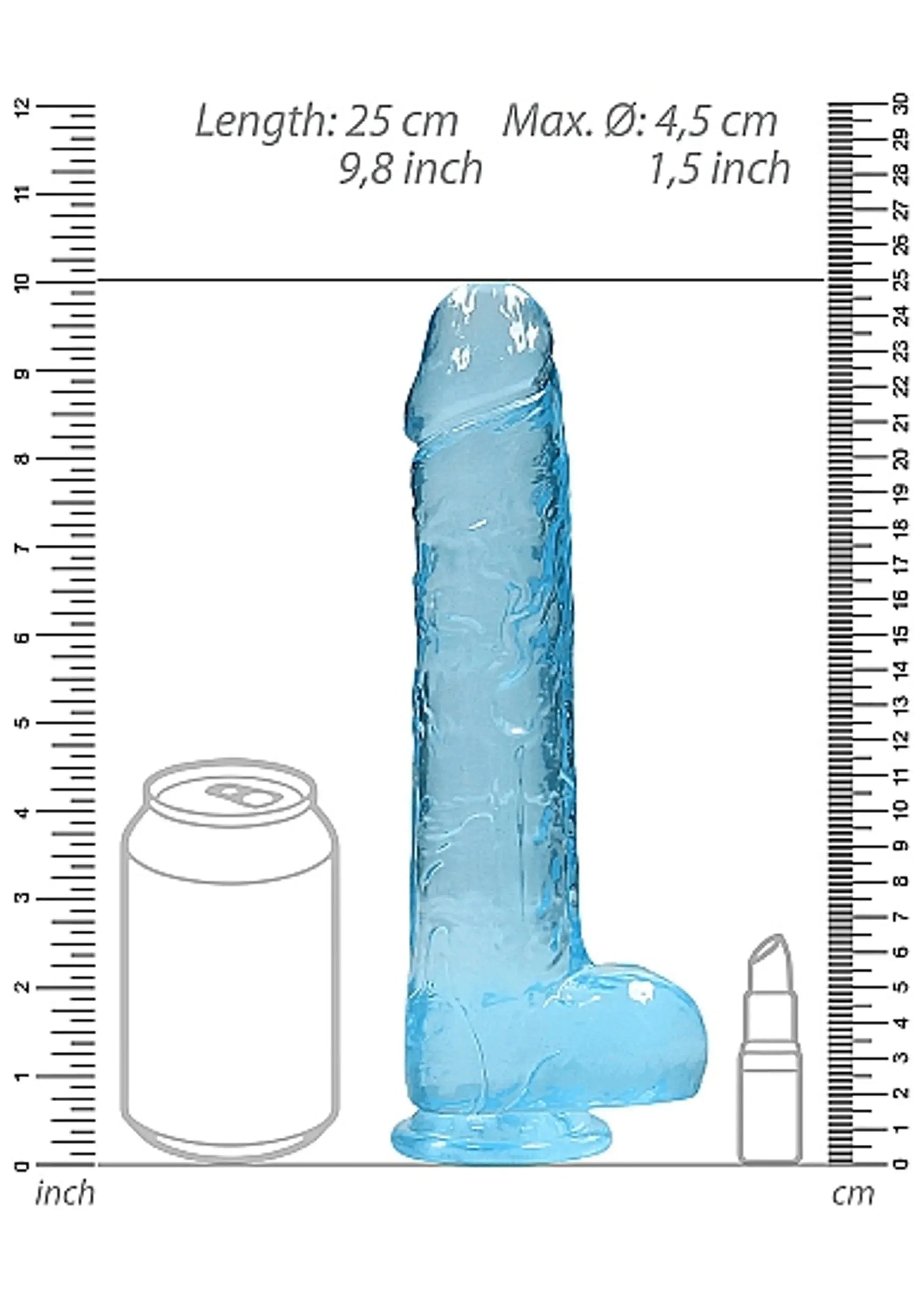 REALROCK 9IN REALISTIC DILDO W/ BALLS BLUE SHOTS AMERICA