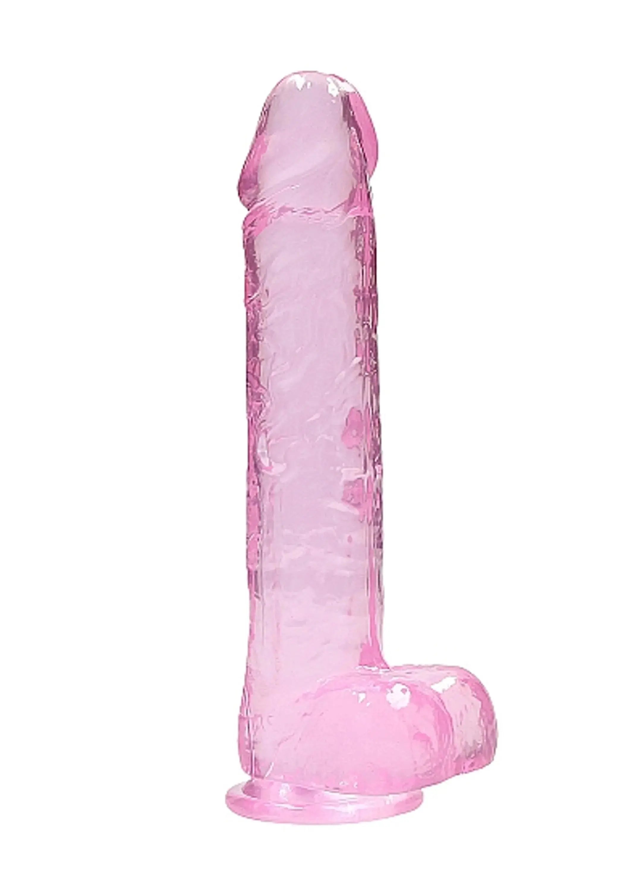 REALROCK 9IN REALISTIC DILDO W/ BALLS CLEAR PINK SHOTS AMERICA