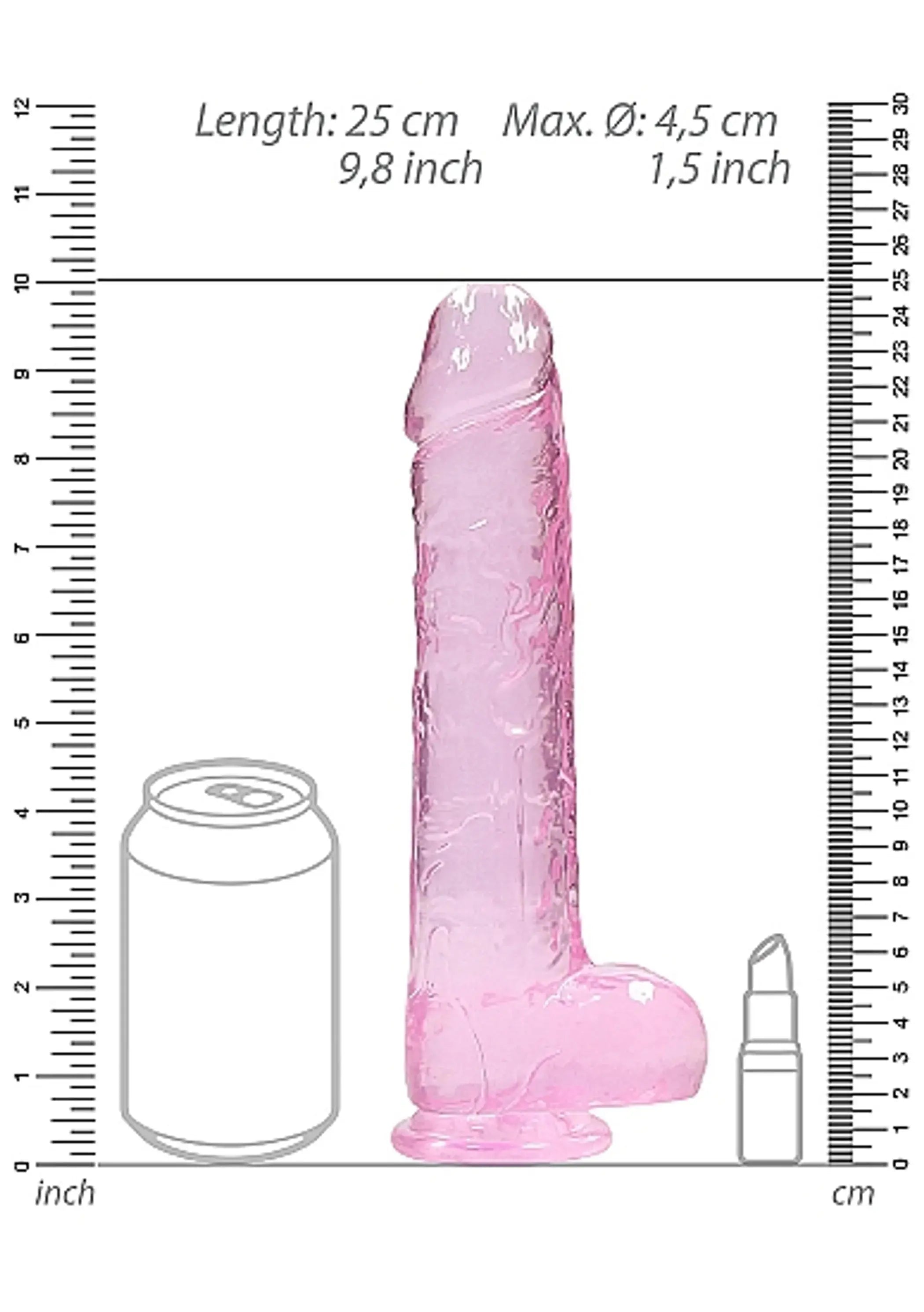 REALROCK 9IN REALISTIC DILDO W/ BALLS CLEAR PINK SHOTS AMERICA
