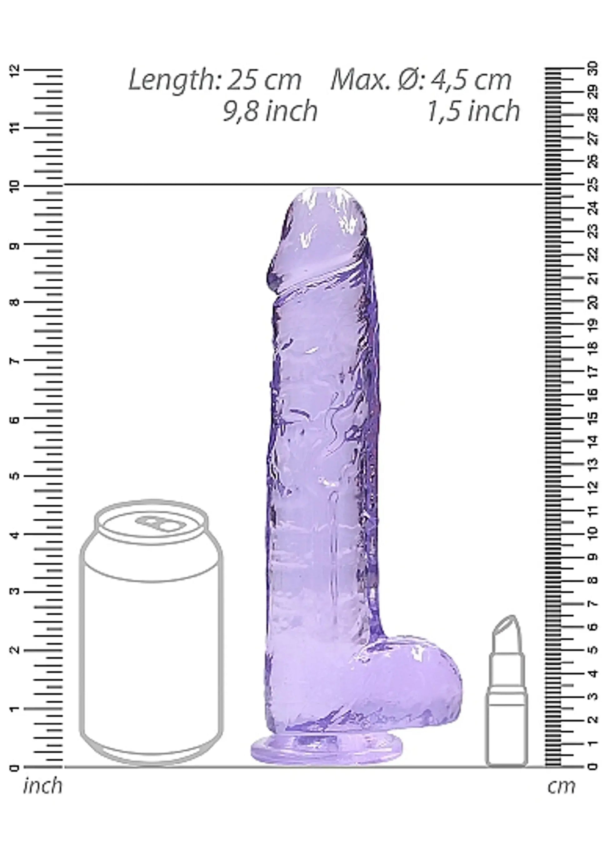 REALROCK 9IN REALISTIC DILDO W/ BALLS CLEAR PURPLE SHOTS AMERICA