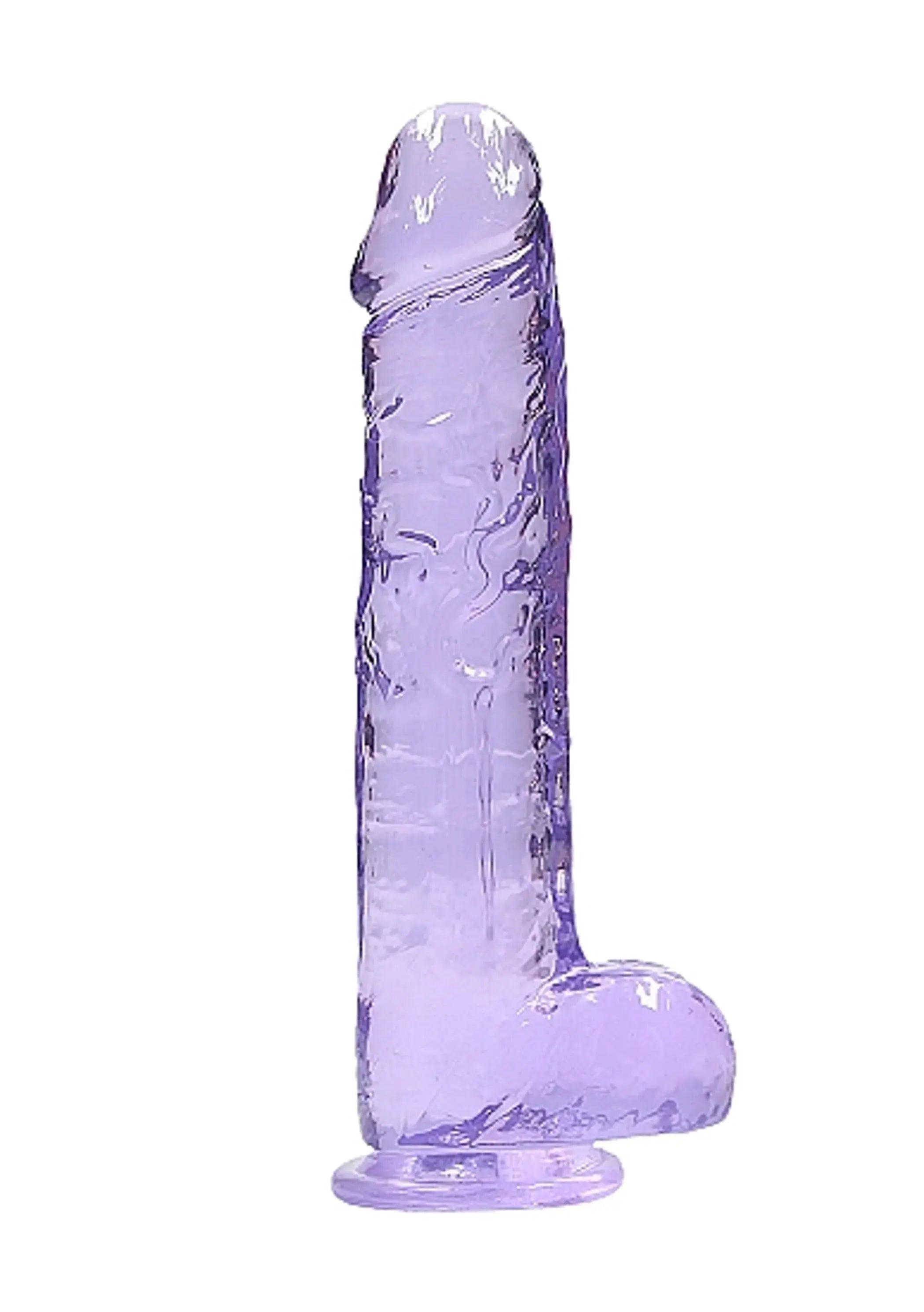 REALROCK 9IN REALISTIC DILDO W/ BALLS CLEAR PURPLE SHOTS AMERICA